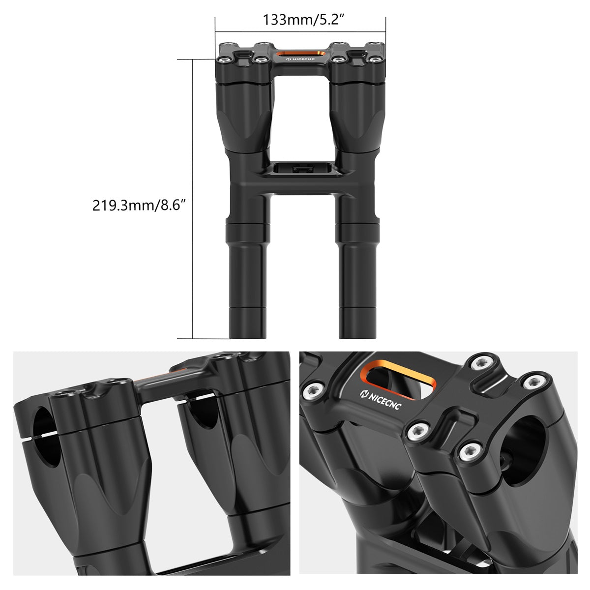 Kickback 1-1/8" Handlebar Riser Kit For Harley Road King Tri Electra Glide Freewheeler
