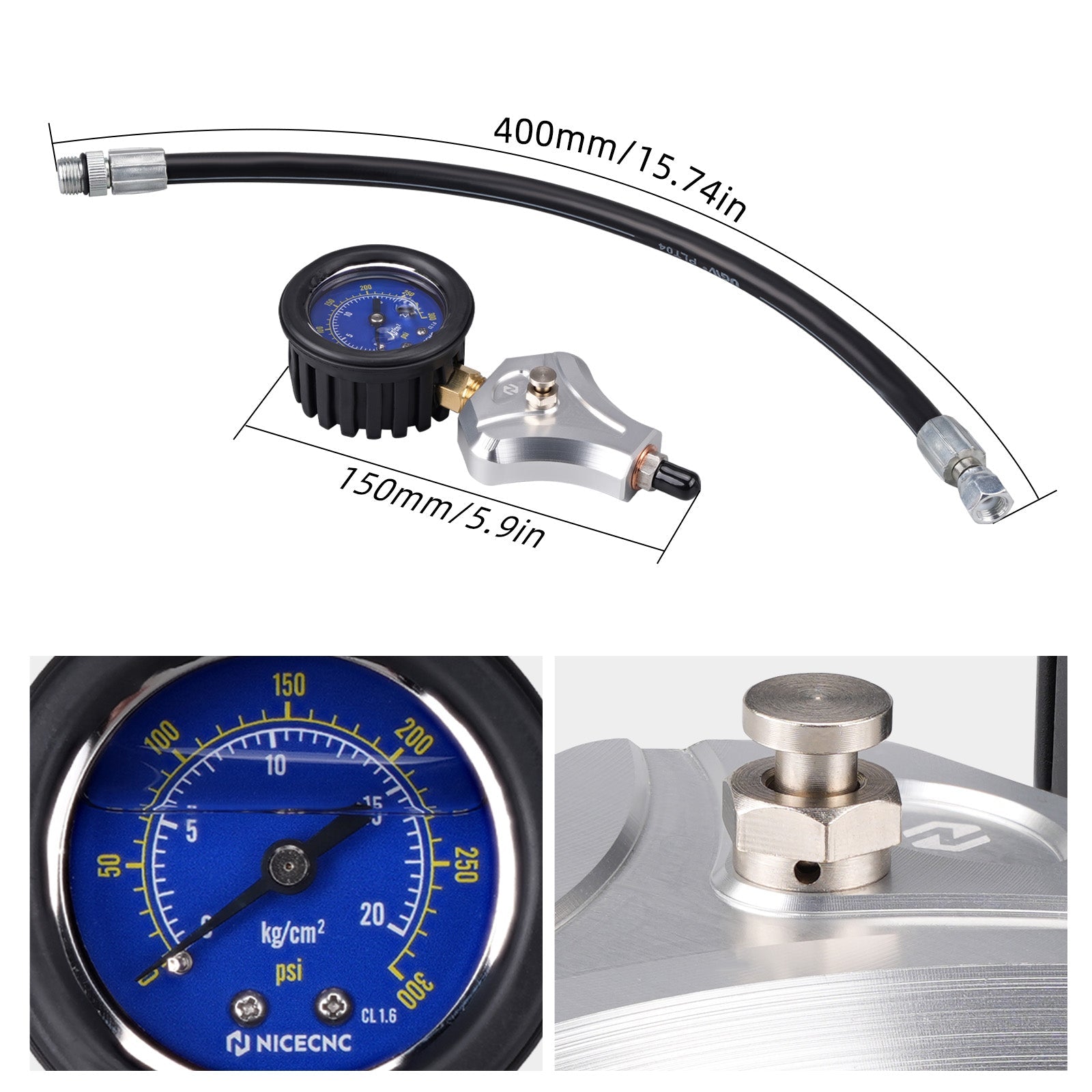 Engine Compression Tester with 10 12 14 mm Adapters For Motorcycle ATV