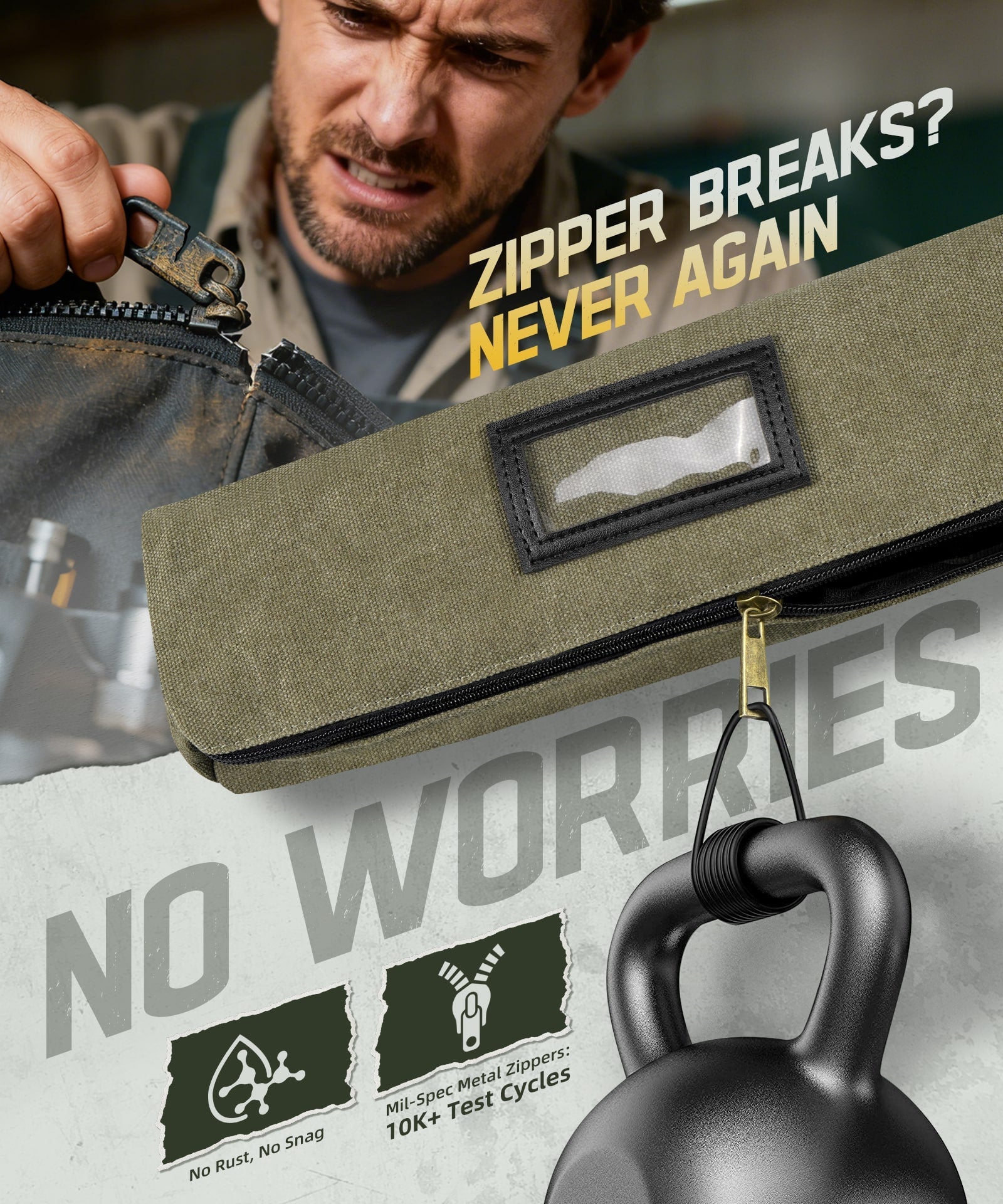 ARCFOX Vintage Canvas Roll Up Tool Bag Organizer w/ Removable Large Pouches For Mechanic Electrician