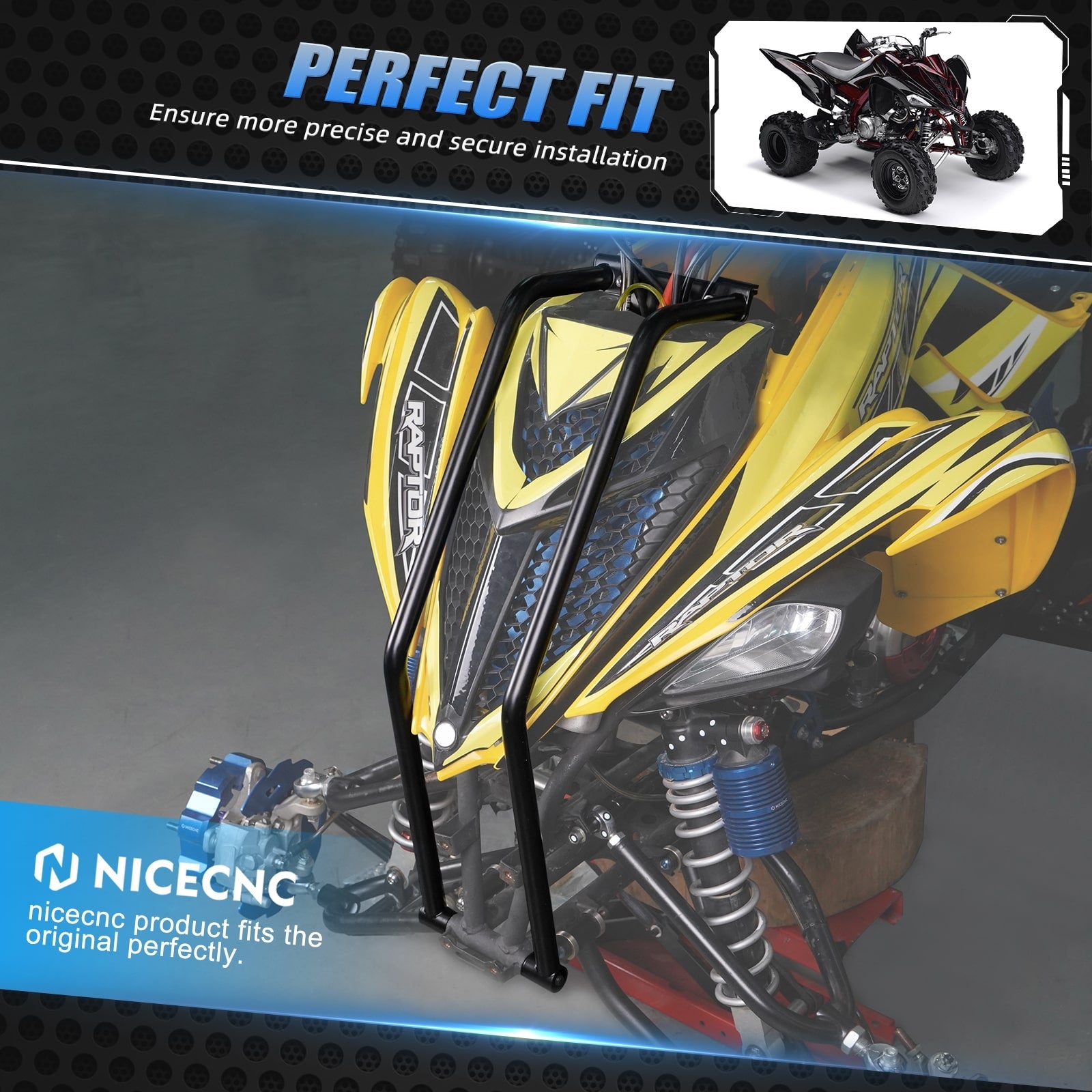 ATV Front Bumper GPS Road-Book Spotlight Mount For Yamaha Raptor 700 R 2006-2026