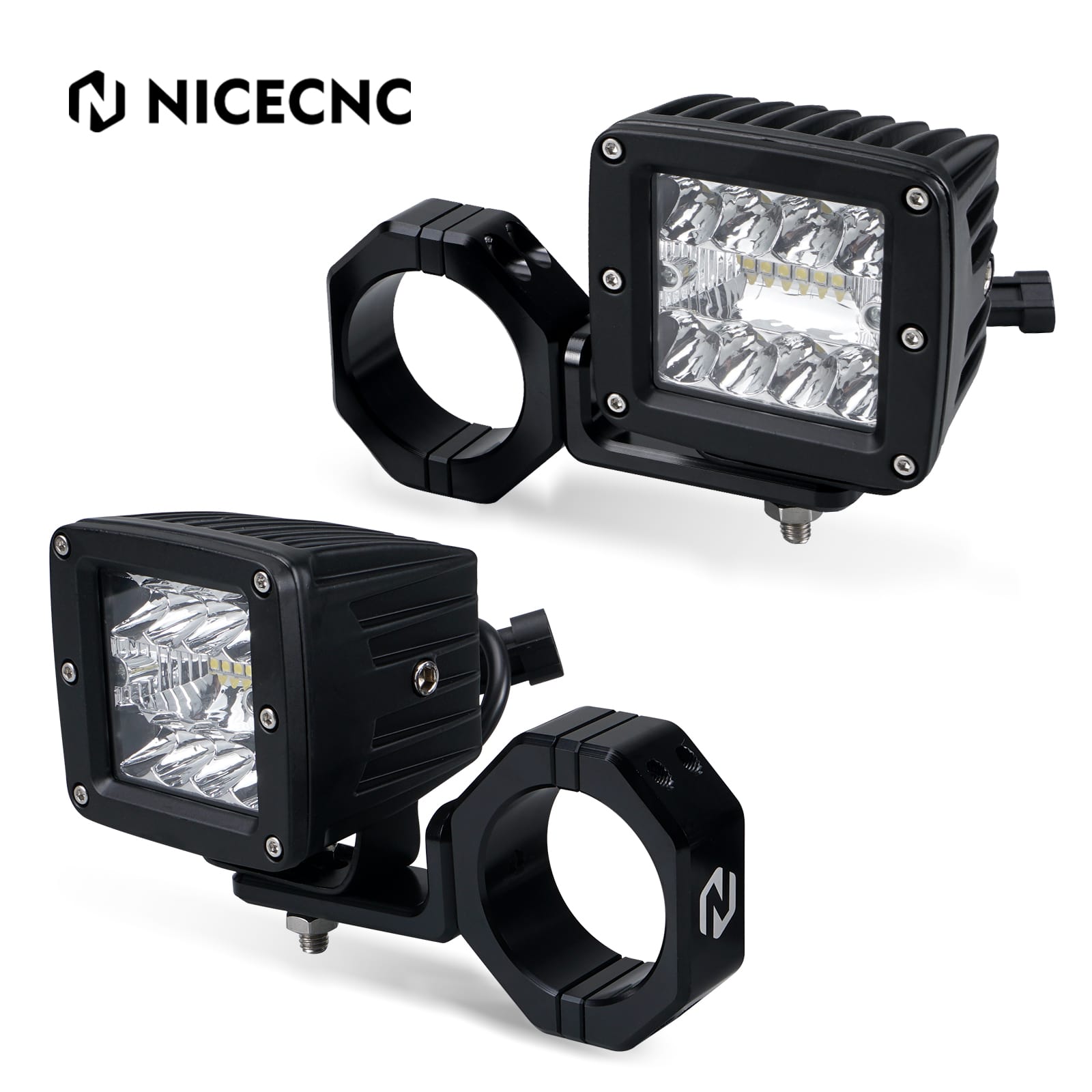 UTV Backup Rear Pillar LED Work Lights w/Brackets For Polaris RZR XP 1000 Turbo