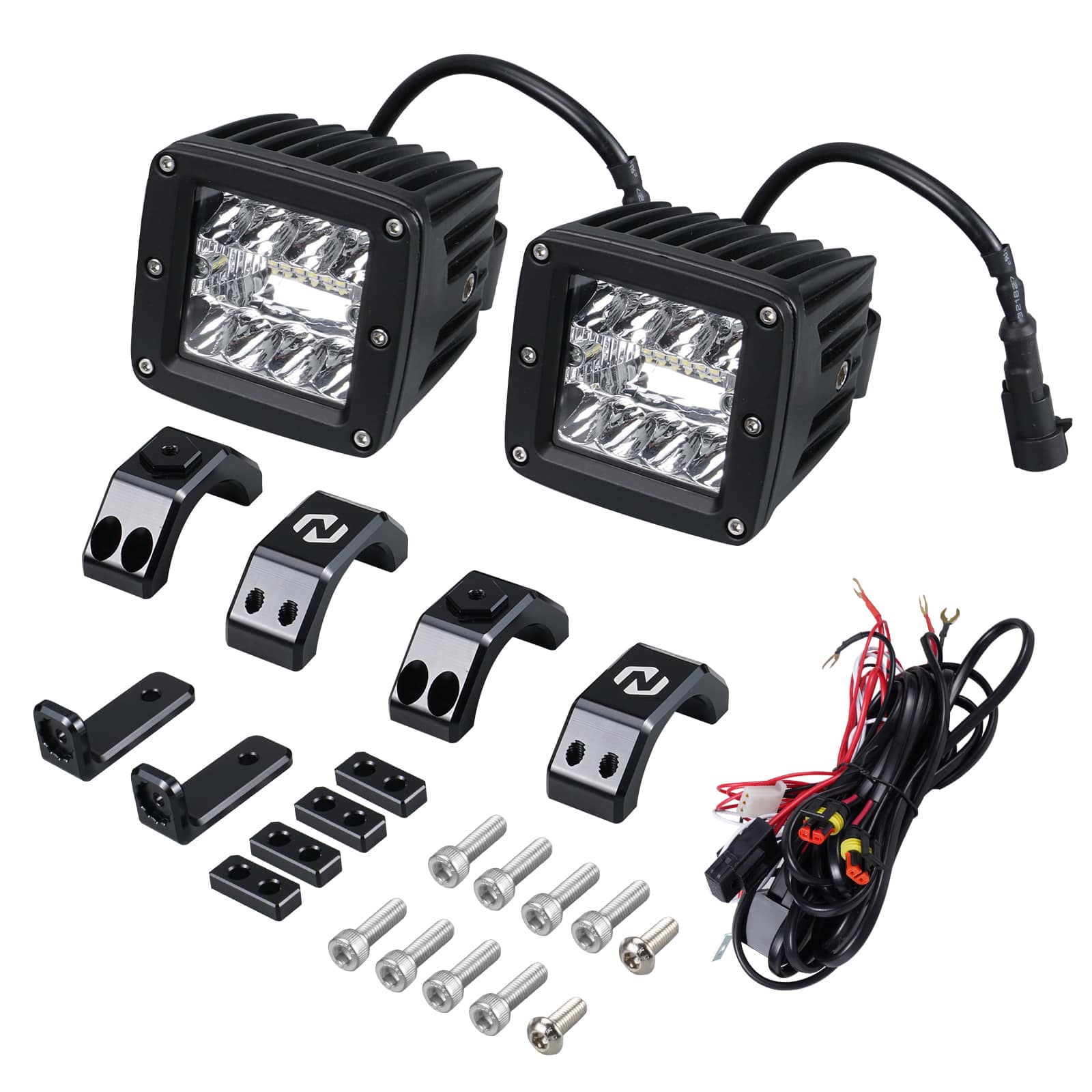 UTV Backup Rear Pillar LED Work Lights w/Brackets For Polaris RZR XP 1000 Turbo