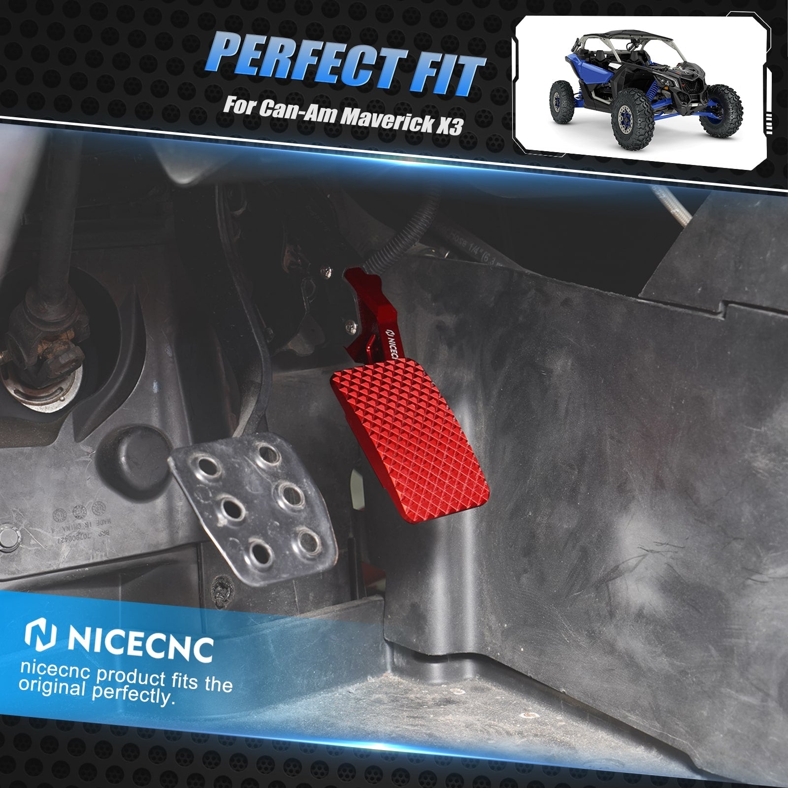 UTV Gas Accelerator Pedal Extender Extension For Can-Am X3 / Max / Turbo / R
