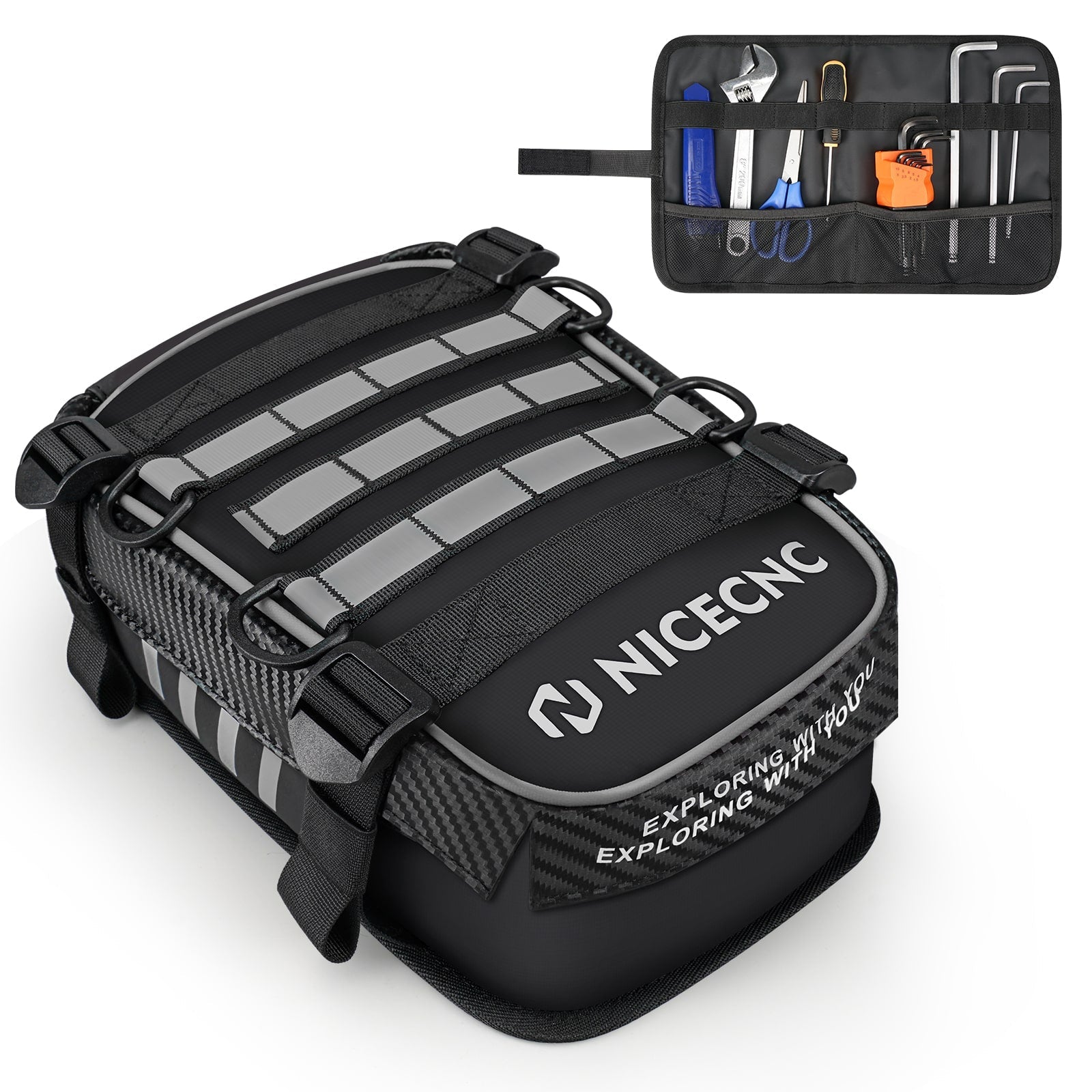 Universal Motorcycle Rear Fender Bag with Tool Roll Bag For Dirt Bike Adventure Off-road Riding