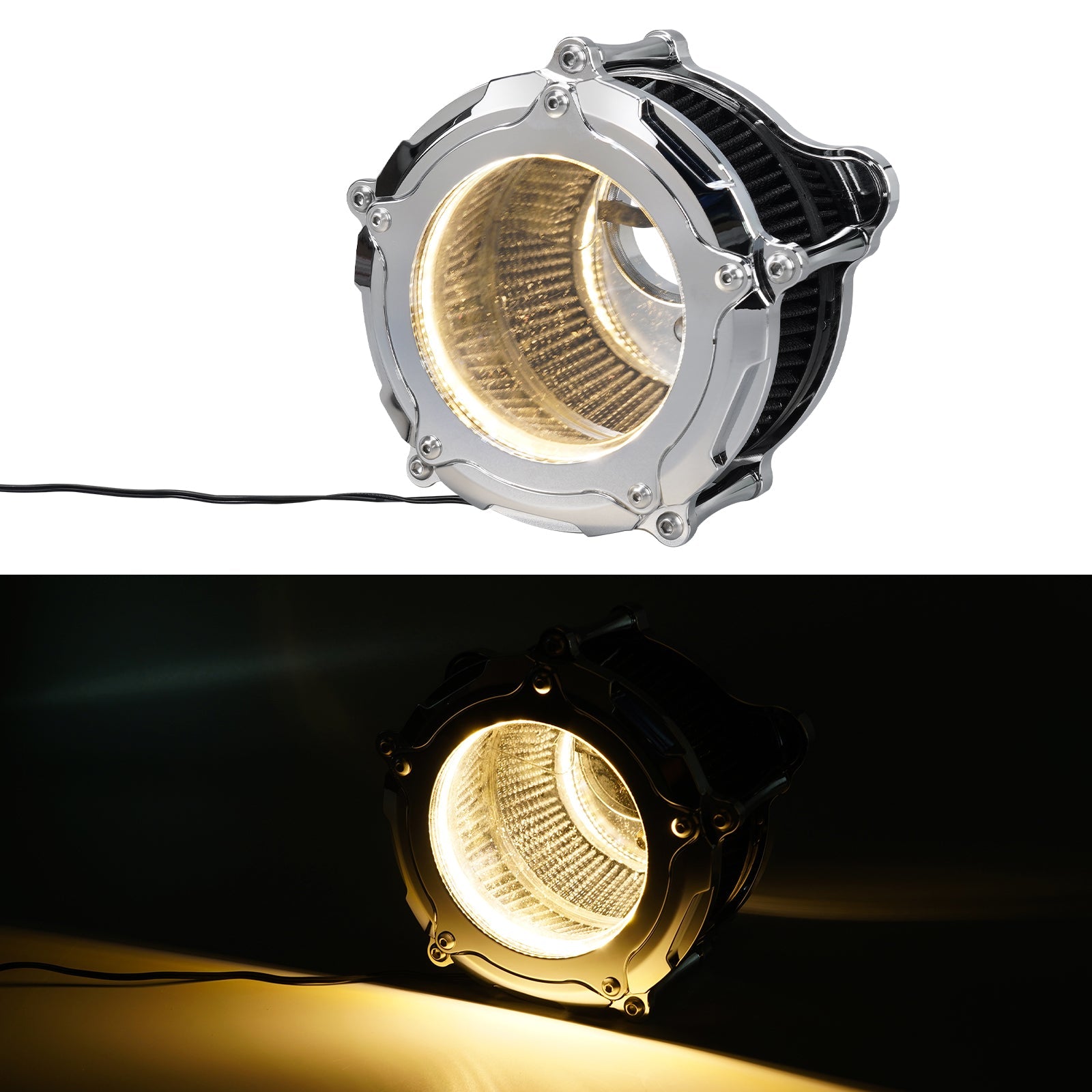 Full Clear M8 LED Air Cleaner Filter Intake Kit For Harley Road King Electra Street Glide