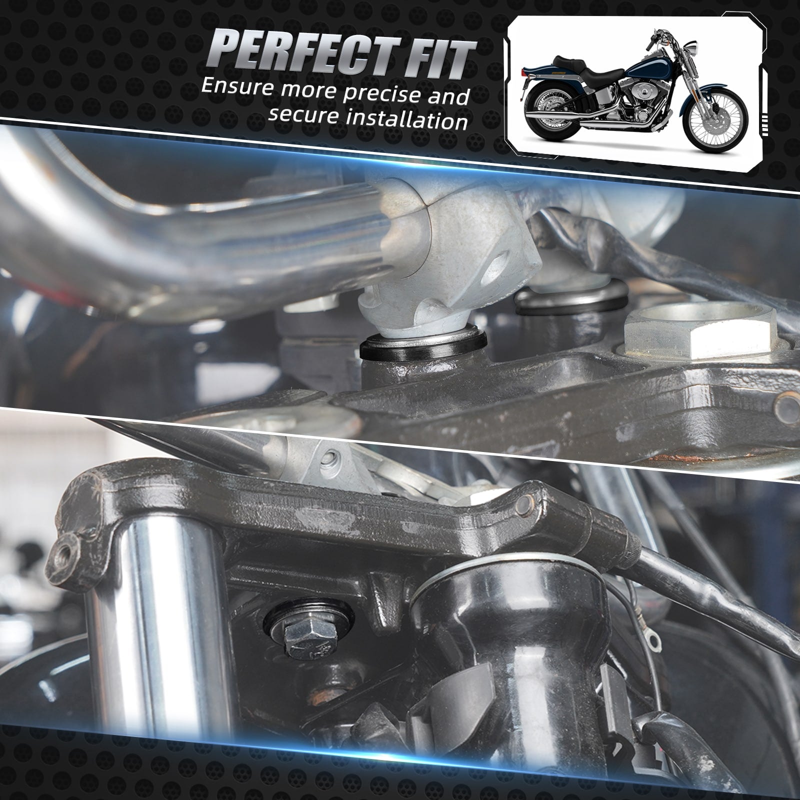 Handlebar Riser Mount Bushings Bolts Kit For Harley Road King FLHR Street Glide FLHX