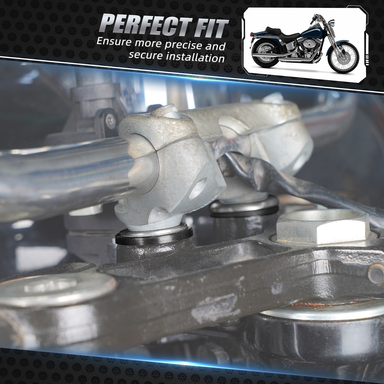 Handlebar Riser Mount Bushings Bolts Kit For Harley Road King FLHR Street Glide FLHX