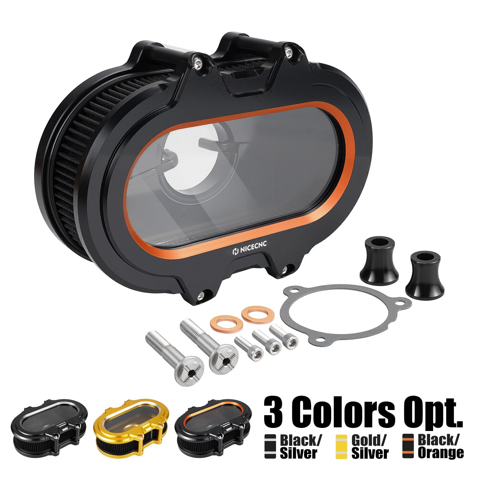 M8 Full Clear Air Cleaner Kit For Harley Softail Fat Boy Street Bob Low Rider Heritage Classic