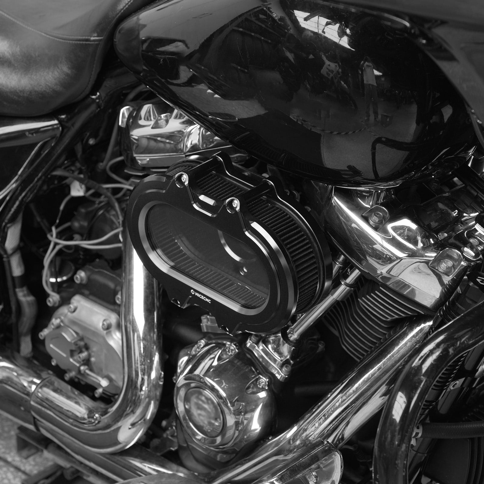 M8 Transparent Air Cleaner Intake Filter Kit For Harley Road King Electra Street Glide