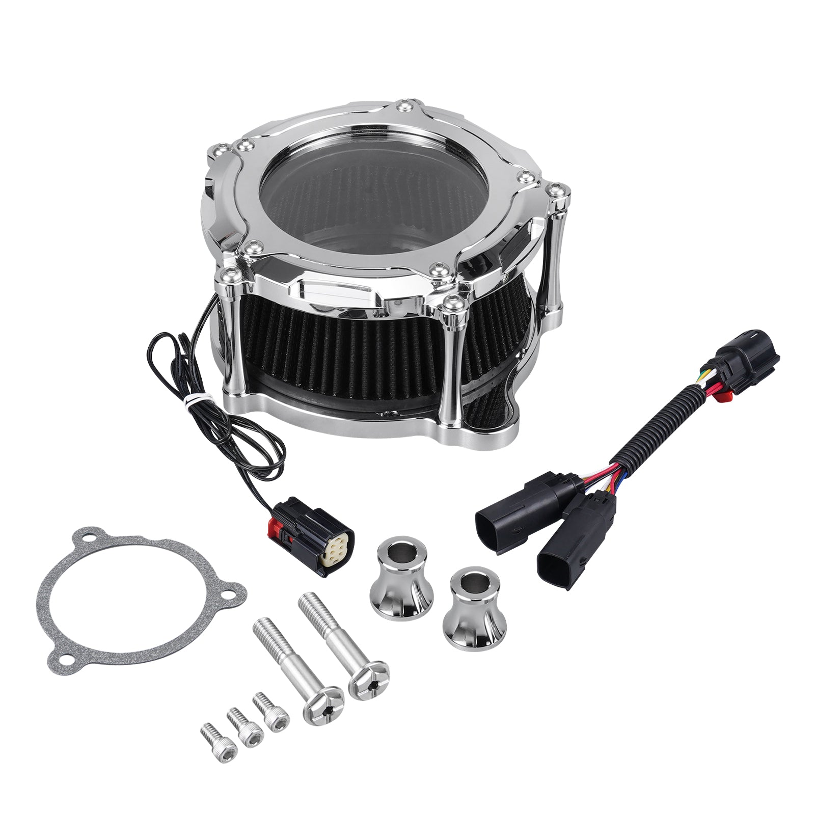 Chrome M8 LED Air Filter Intake Cleaner Kit For Harley Road King CVO Street Road Glide