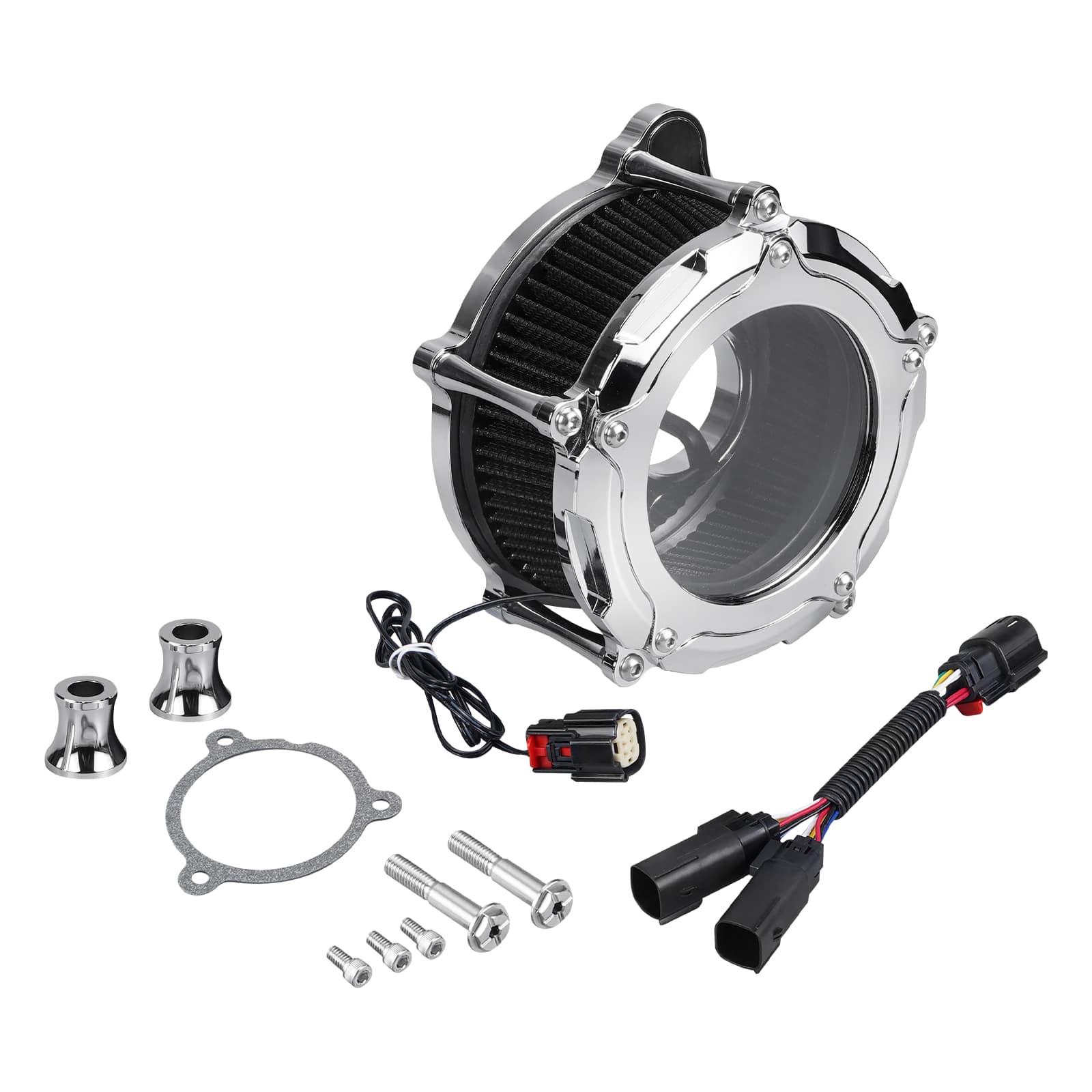 Chrome M8 LED Air Filter Intake Cleaner Kit For Harley Road King CVO Street Road Glide