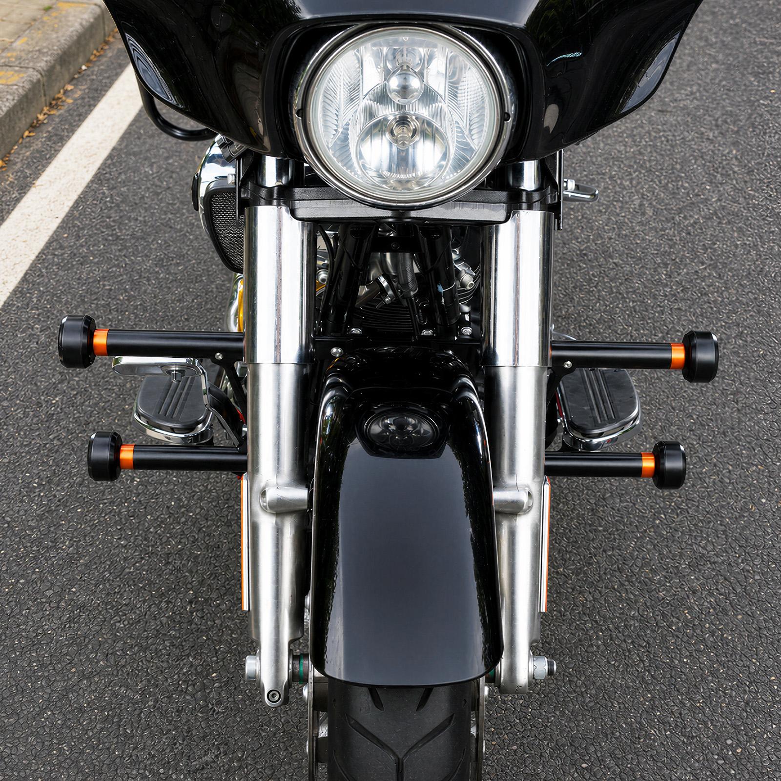 Modular Impact Protection Crash Bar with Replaceable Sliders for Harley Road King Electra Glide Street Glide