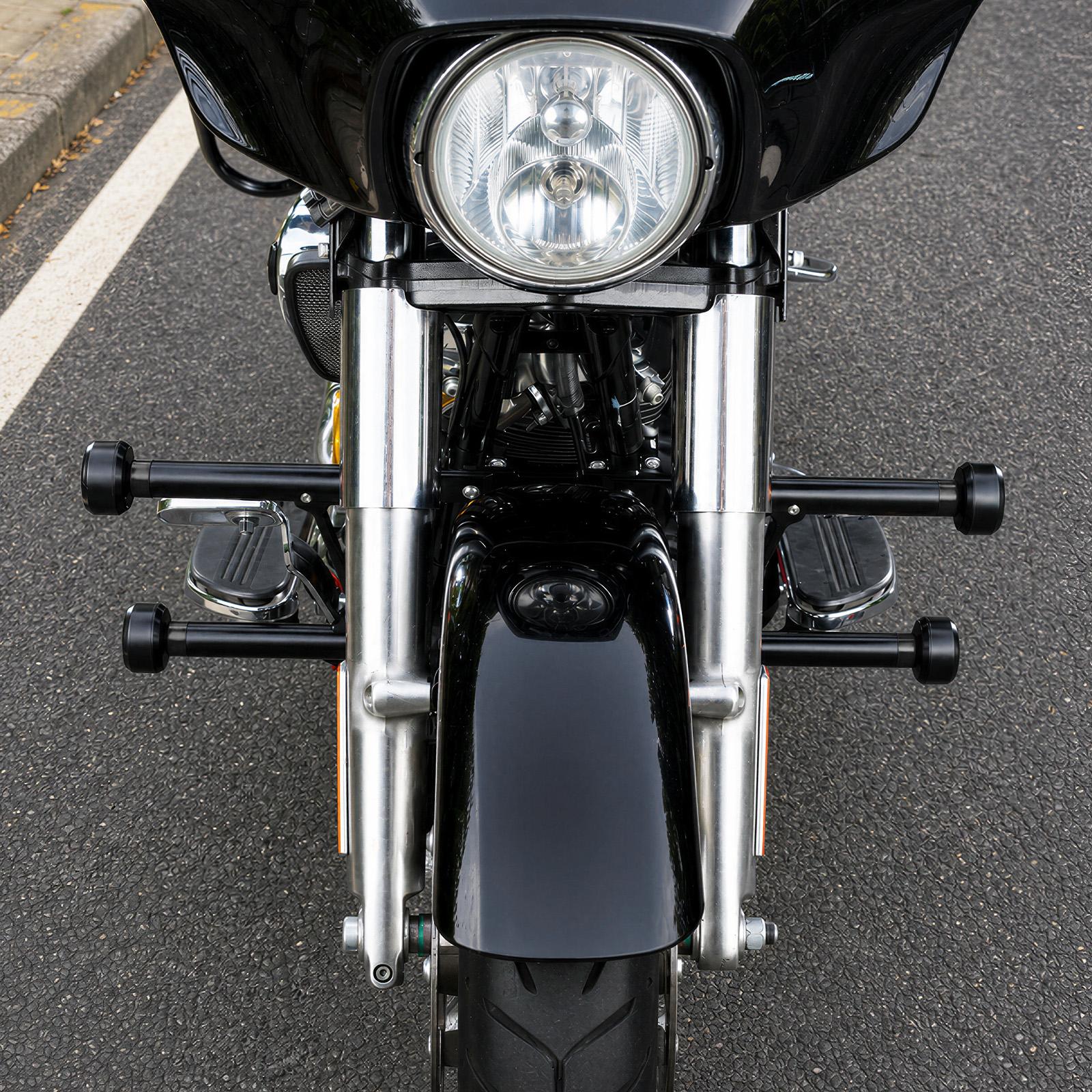 Modular Impact Protection Crash Bar with Replaceable Sliders for Harley Road King Electra Glide Street Glide