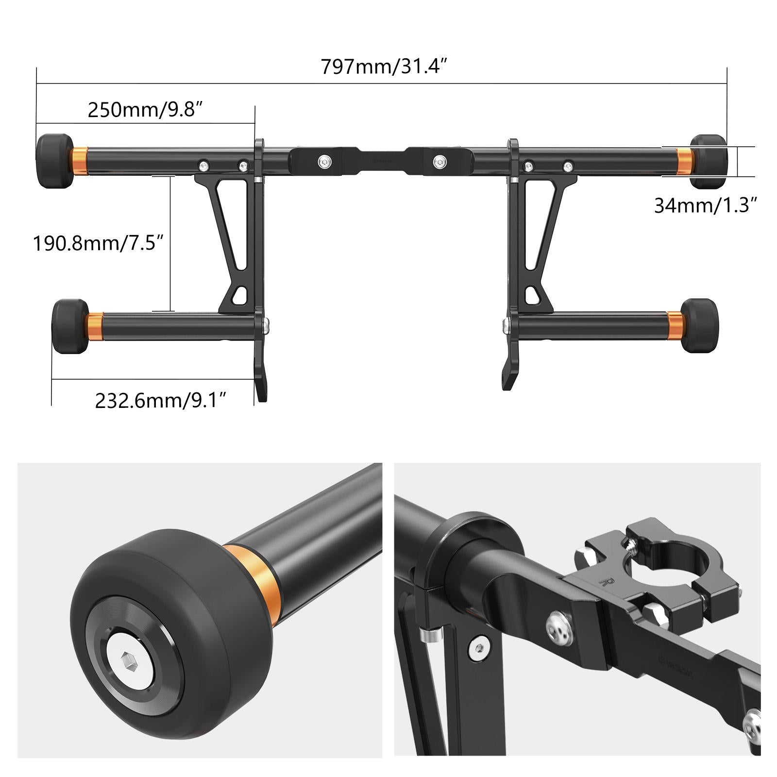 Modular Impact Protection Crash Bar with Replaceable Sliders for Harley Road King Electra Glide Street Glide