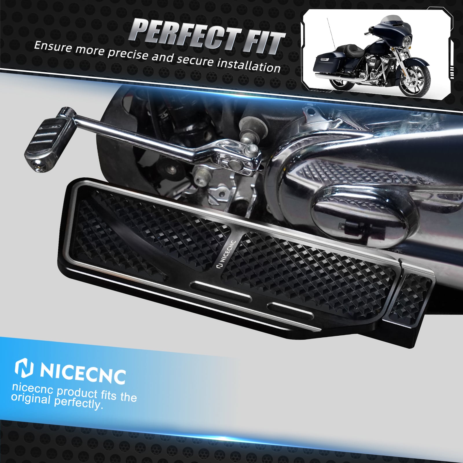 Rider Floorboards Footboards Inserts Kit For Harley Road King Electra Street Glide Ultra Limited