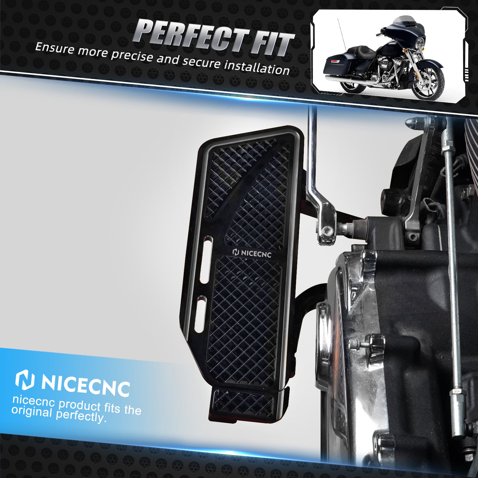 Rider Floorboards Footboards Inserts Kit For Harley Road King Electra Street Glide Ultra Limited