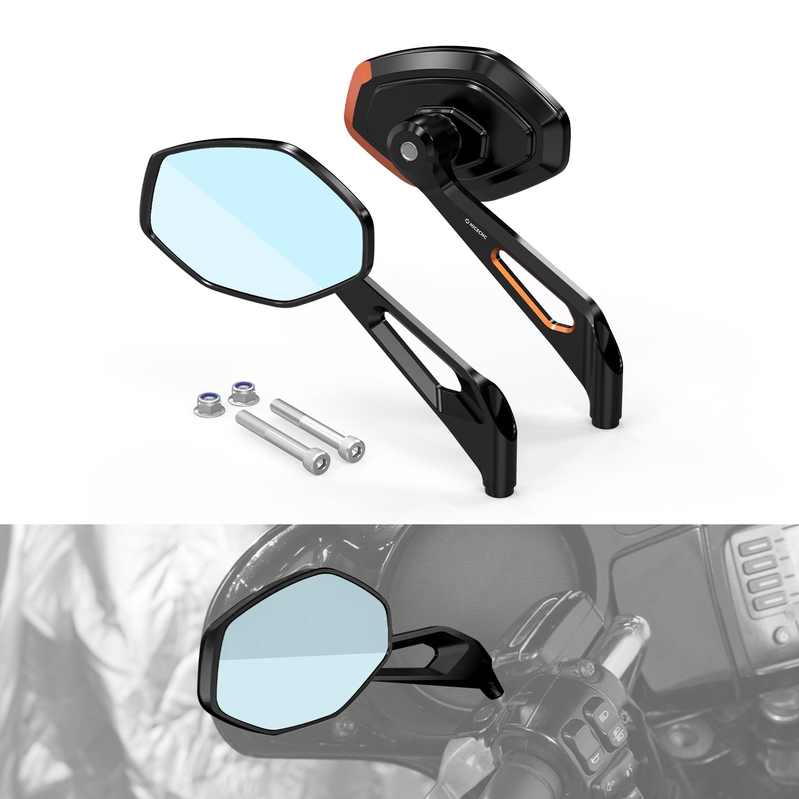 Convex Rear View Mirrors Kit For Harley Road King Tri Electra Street Glide Ultra Limited
