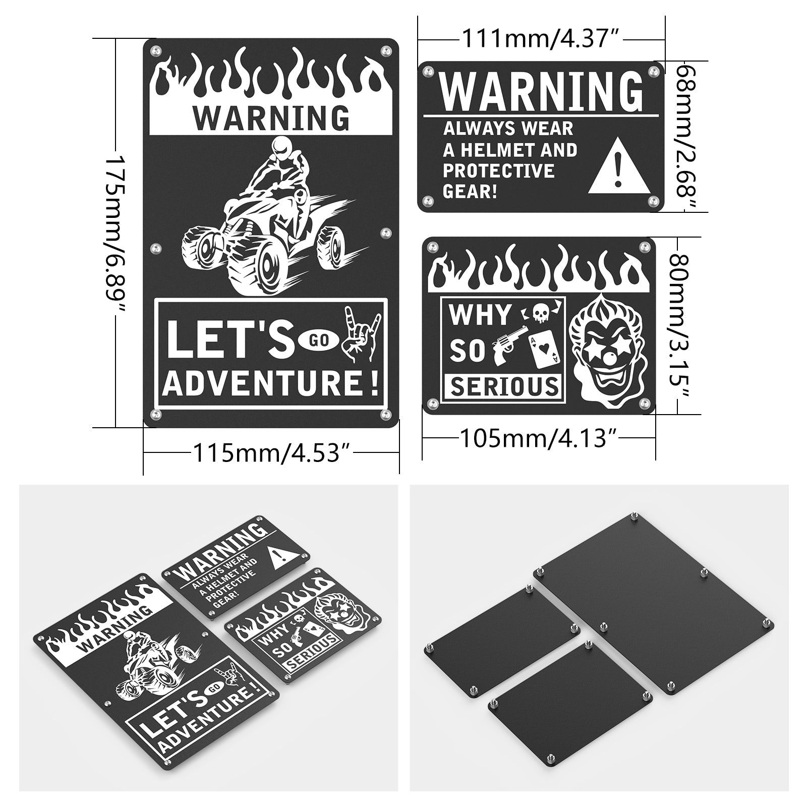 ATV Fender Warning Emblem Tags Sticker Badges Plates For Honda TRX 450 R / ER