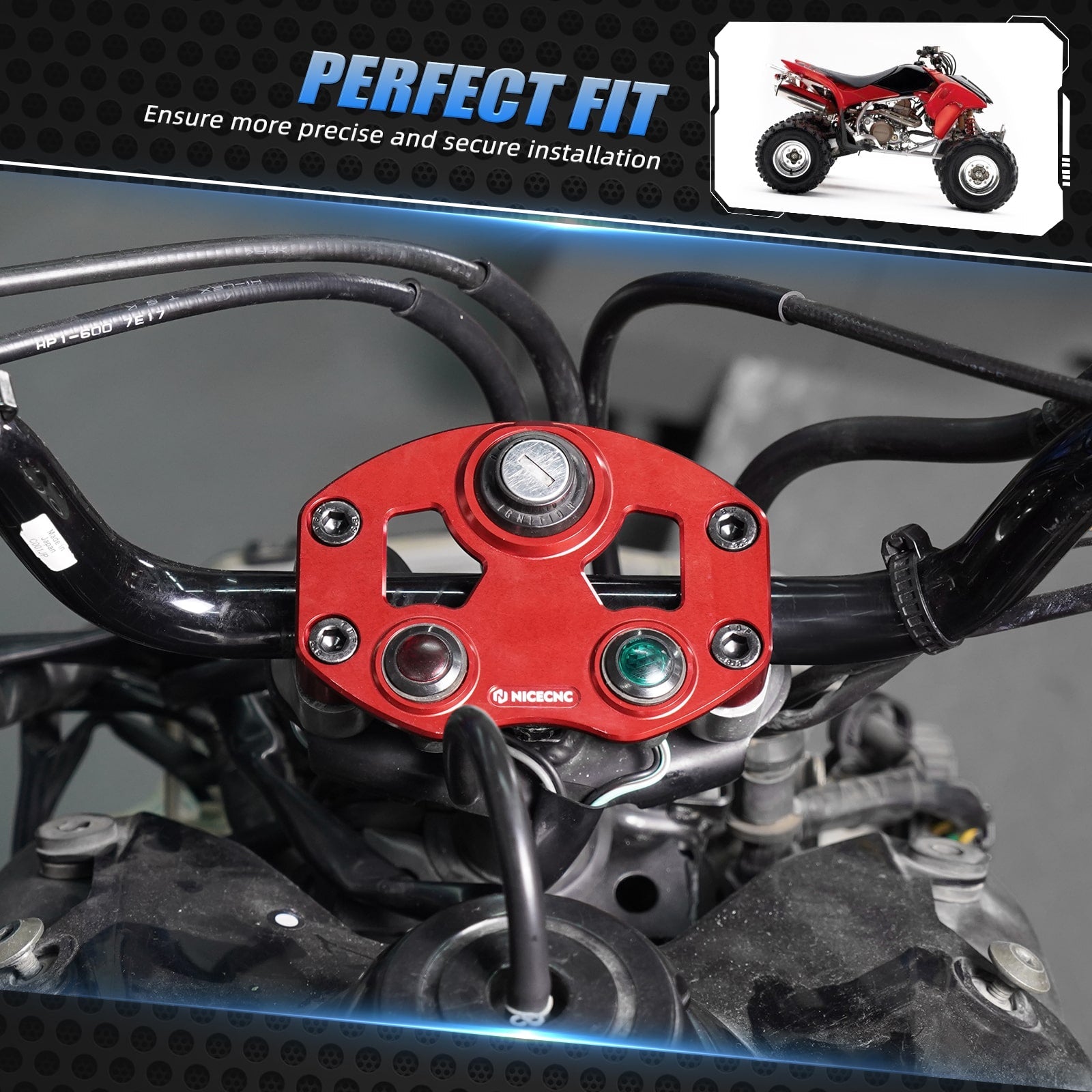 ATV Key Switch Indicator Light Handlebar Mount For Honda TRX 450 R / ER