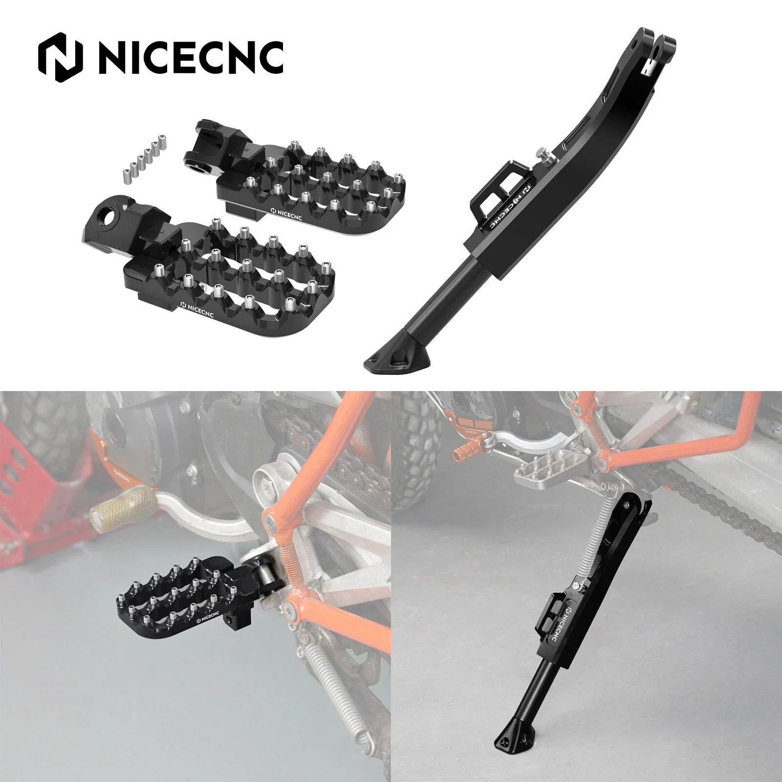 Adjustable Kickstand + Lower Larger Footpegs For Husqvarna 701 Enduro Supermoto