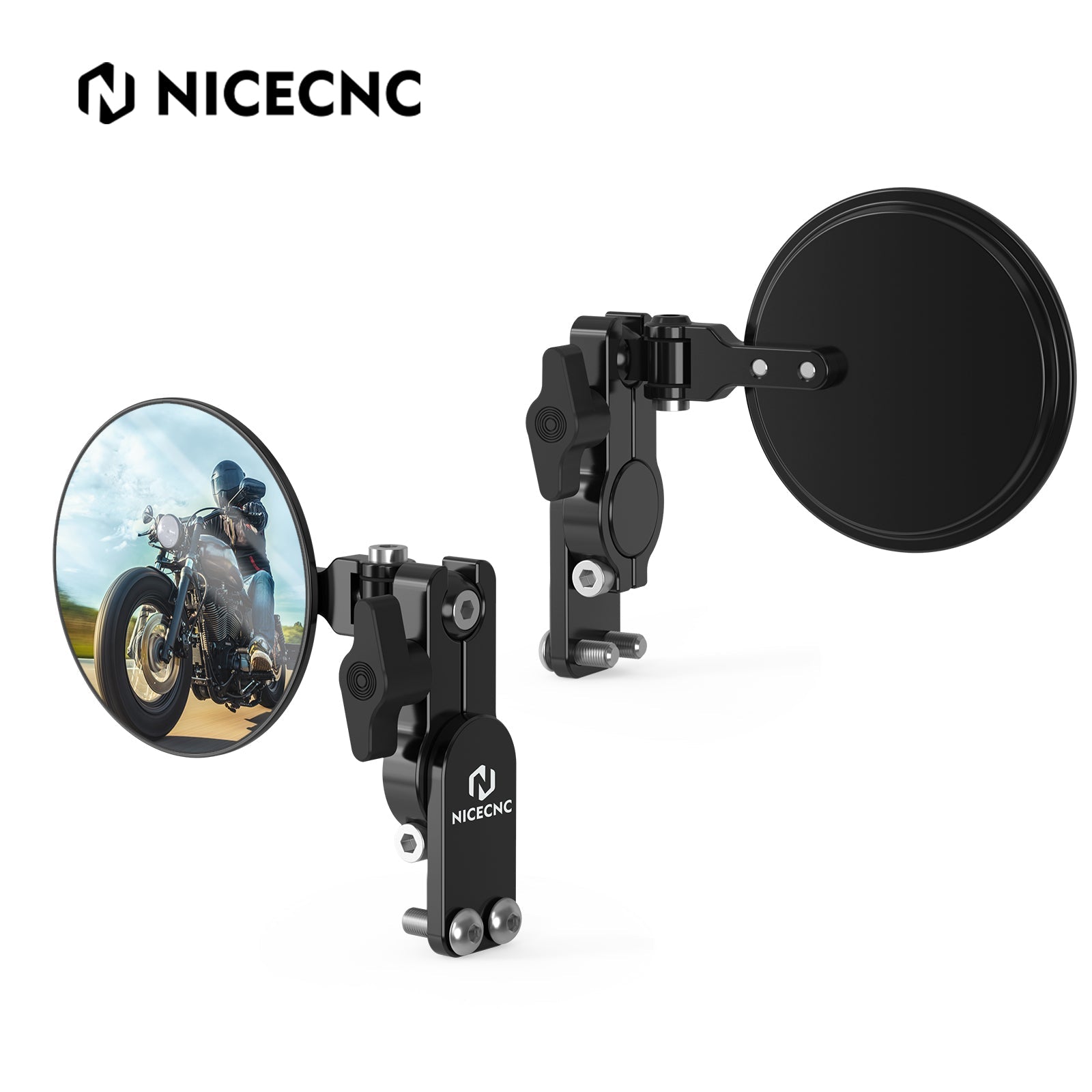 Adjustable Round Convex Quick Flip Rearview Mirrors Kit For Motorcycle Hand Guard