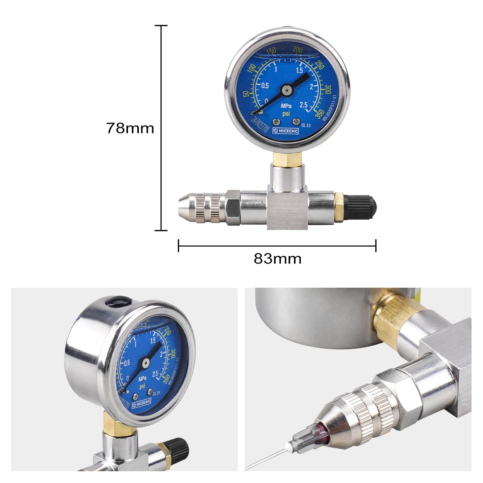 350 PSI Shock Nitrogen Needle Fill Tool For Universal Motorcycles ATV UTV Polaris RZR Can Am