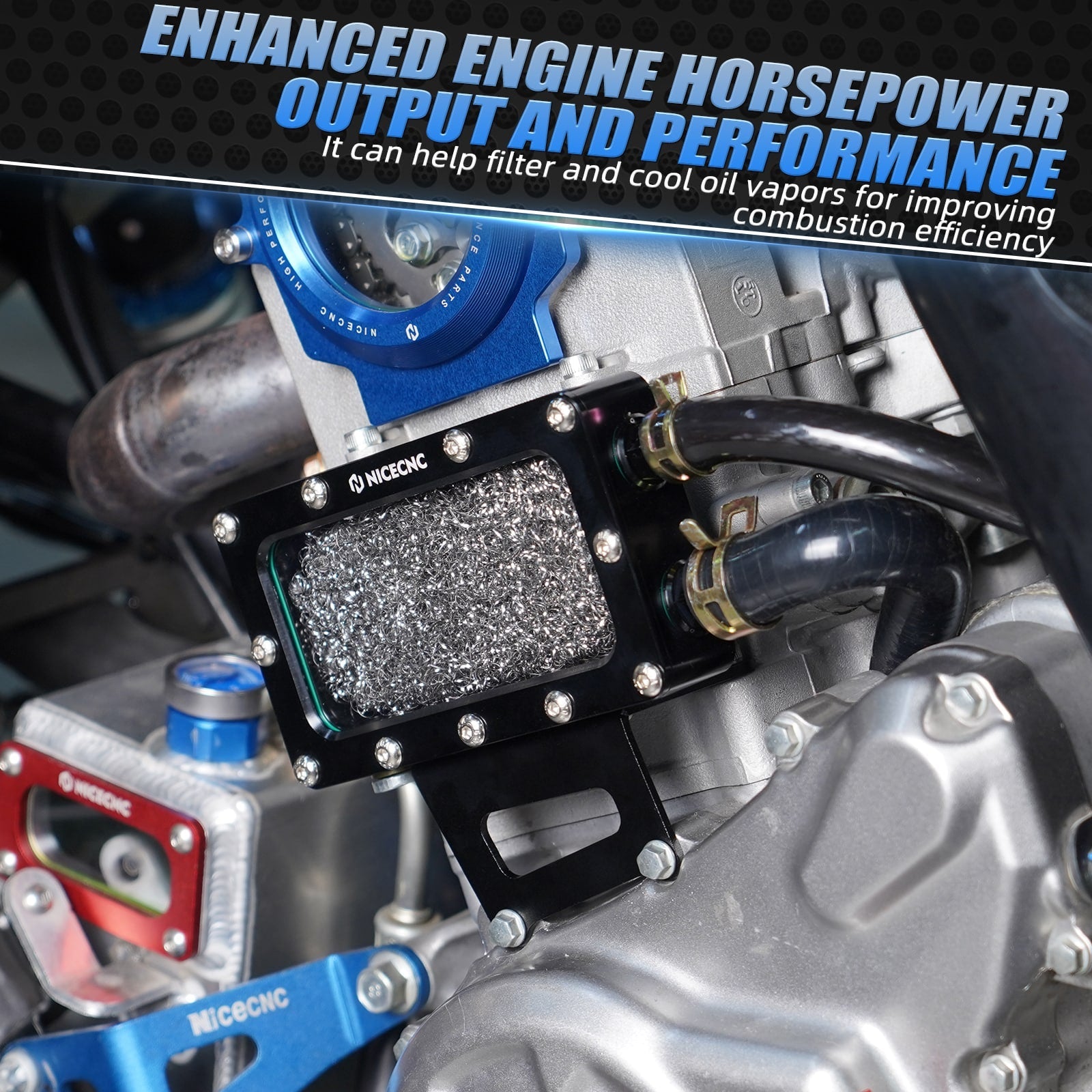 Transparent Oil Breather Vent Box w/Drain Plug Hose Kit For Yamaha Raptor 700 R 06-26