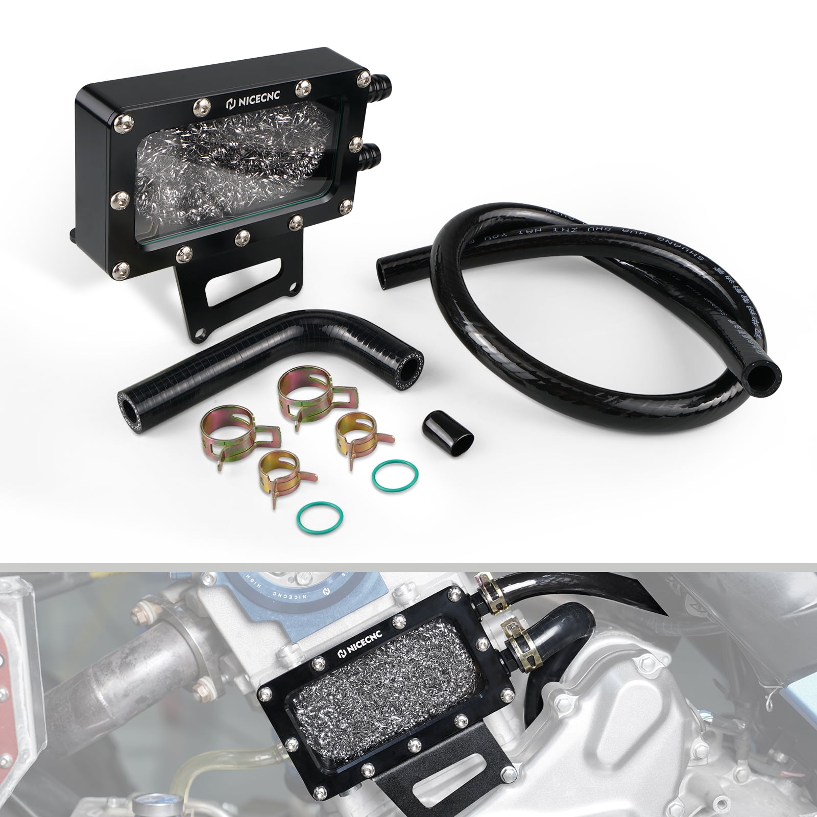 Transparent Oil Breather Vent Box w/Drain Plug Hose Kit For Yamaha Raptor 700 R 06-26