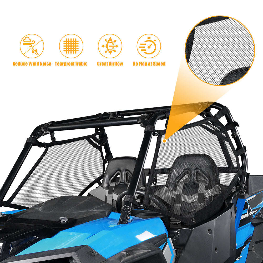 UTV Side Door Window Nets Sunshade Mesh Shield Kit For Polaris RZR XP 1000 570 900