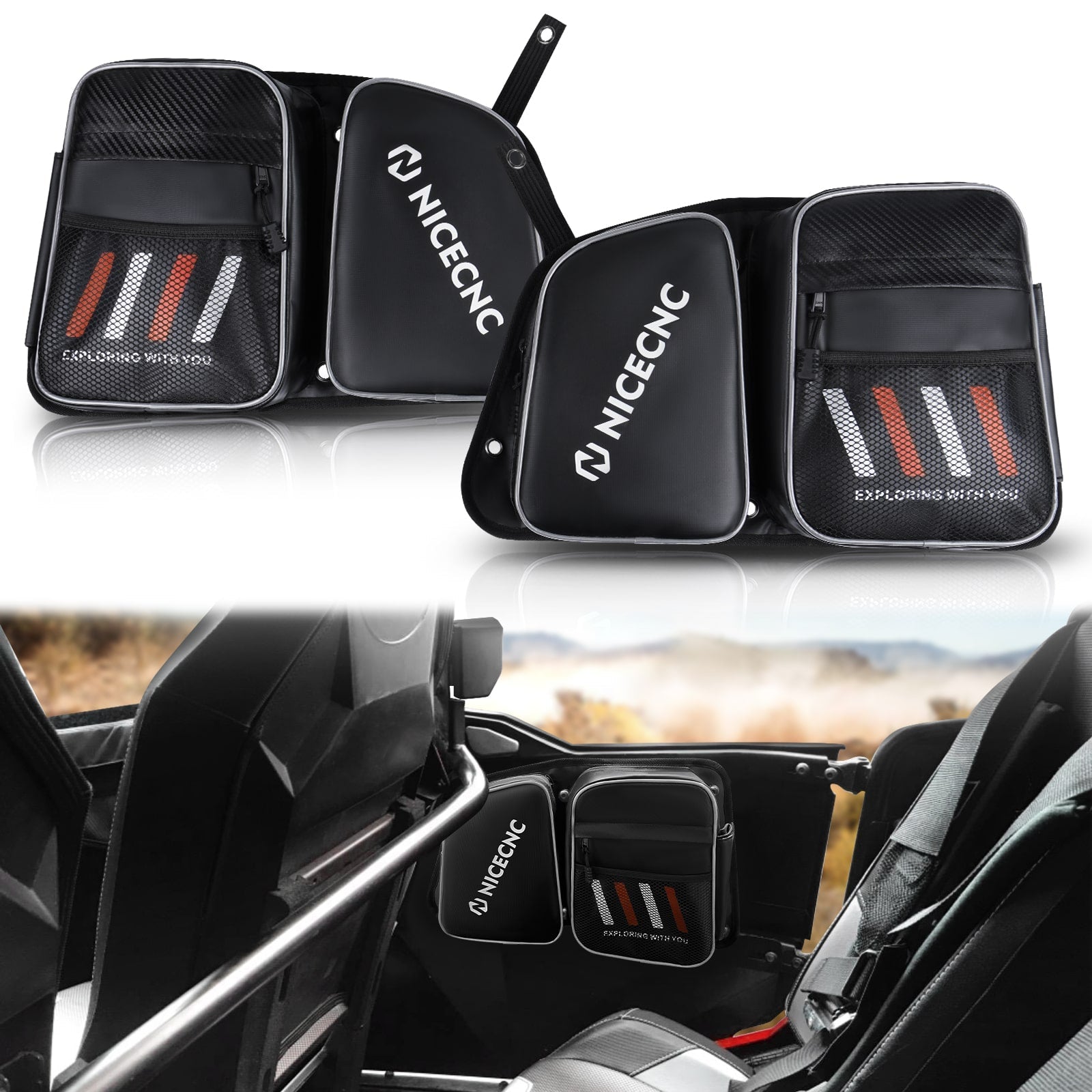 Upgraded UTV Rear Door Storage Bags For Polaris RZR XP 4 1000 900