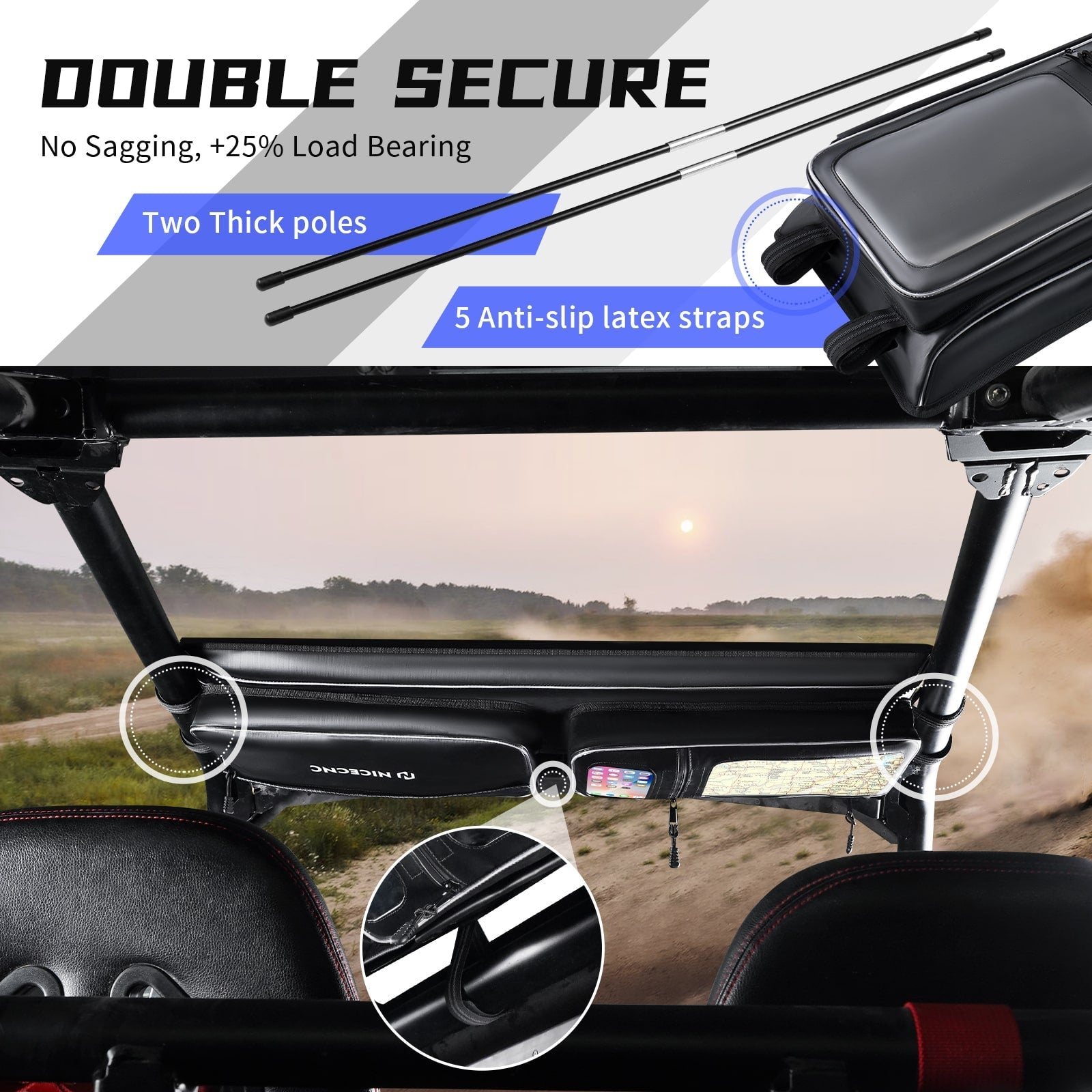 UTV Overhead Storage Bag For Polaris RZR XP 1000 / XP 4 1000 / Turbo