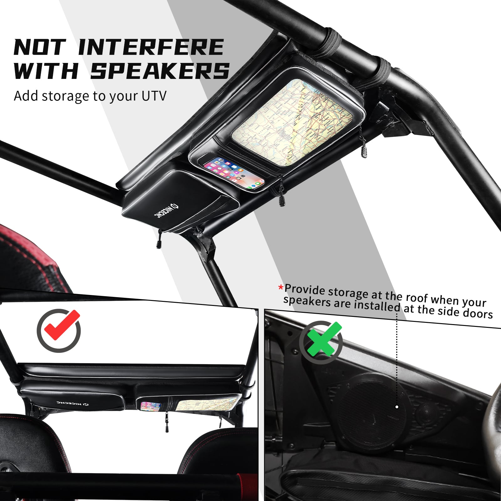 UTV Overhead Storage Bag For Polaris RZR XP 1000 / XP 4 1000 / Turbo