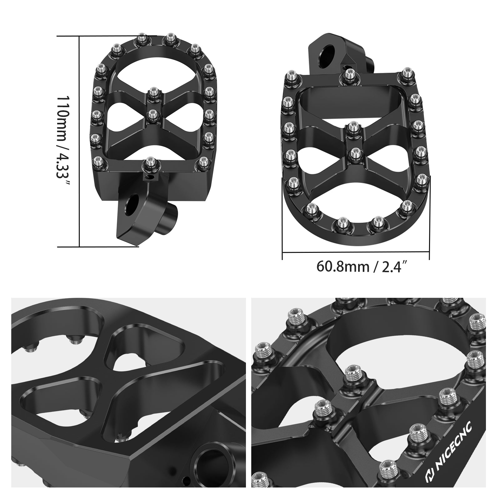 Enlarged Footpegs + Dual Control Rear Brake Pedal For Suzuki DR650 S / SE 1996-2025