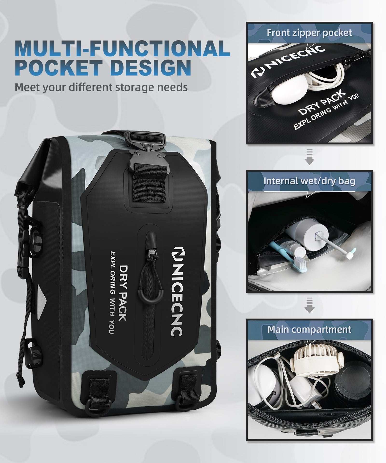 Universal Crash Bar Bag Motorcycle 7L Dry Luggage Bag(Only Ship to US)
