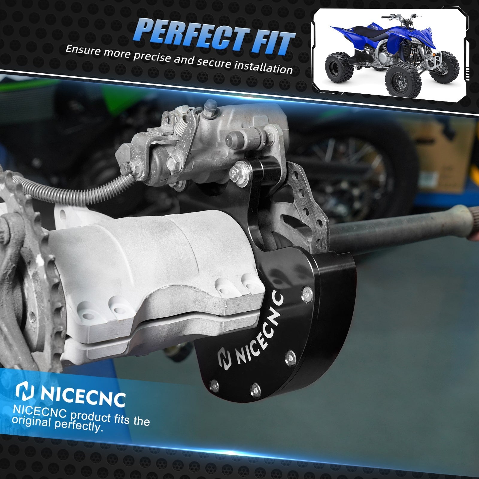 ATV Rear Brake Disc Rotor Guard Caliper Bracket For Yamaha Raptor 700 R 2006-2012