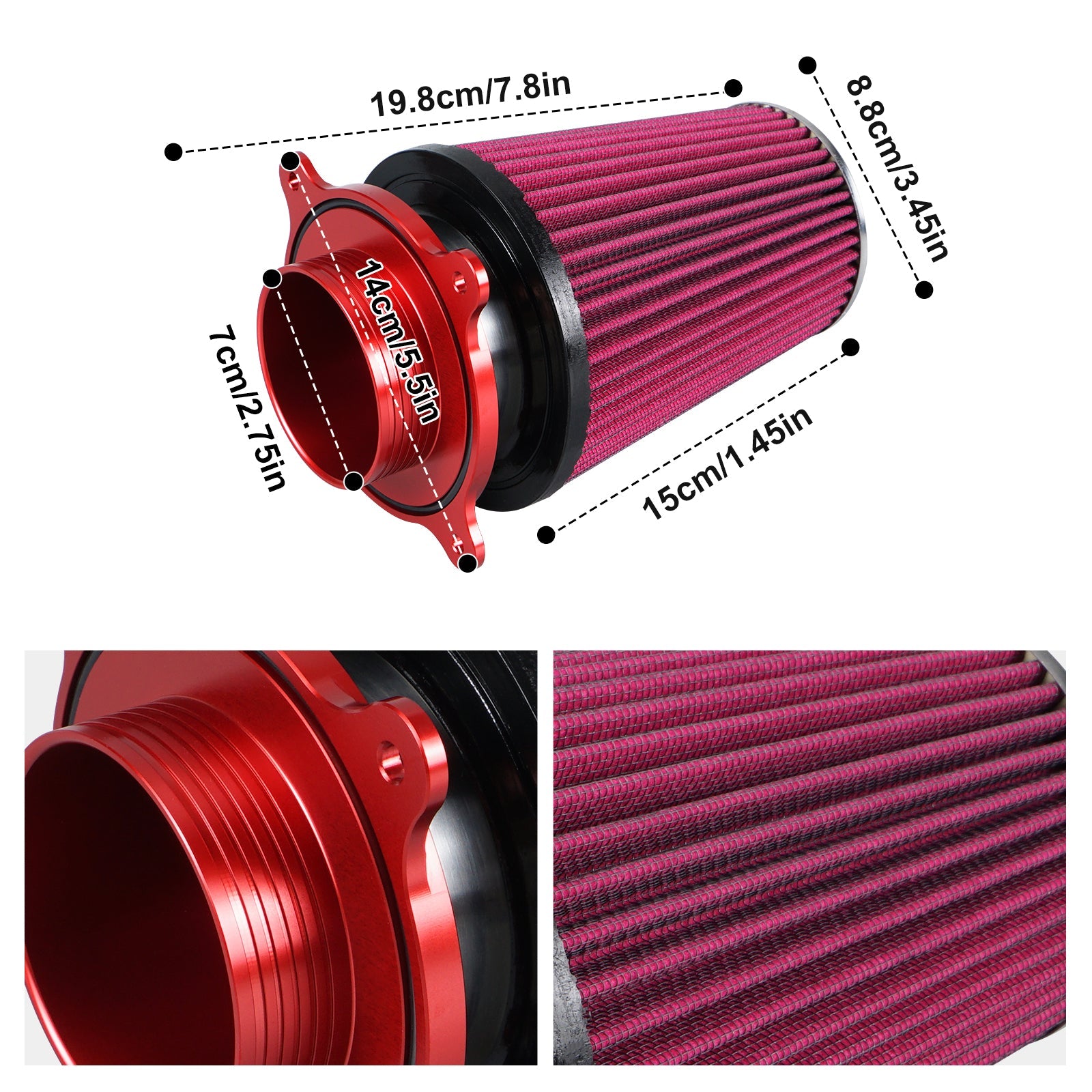 ATV High-Flow Air Filter Intake Cleaner w/Adaptor Kit For Yamaha Raptor 700 700R