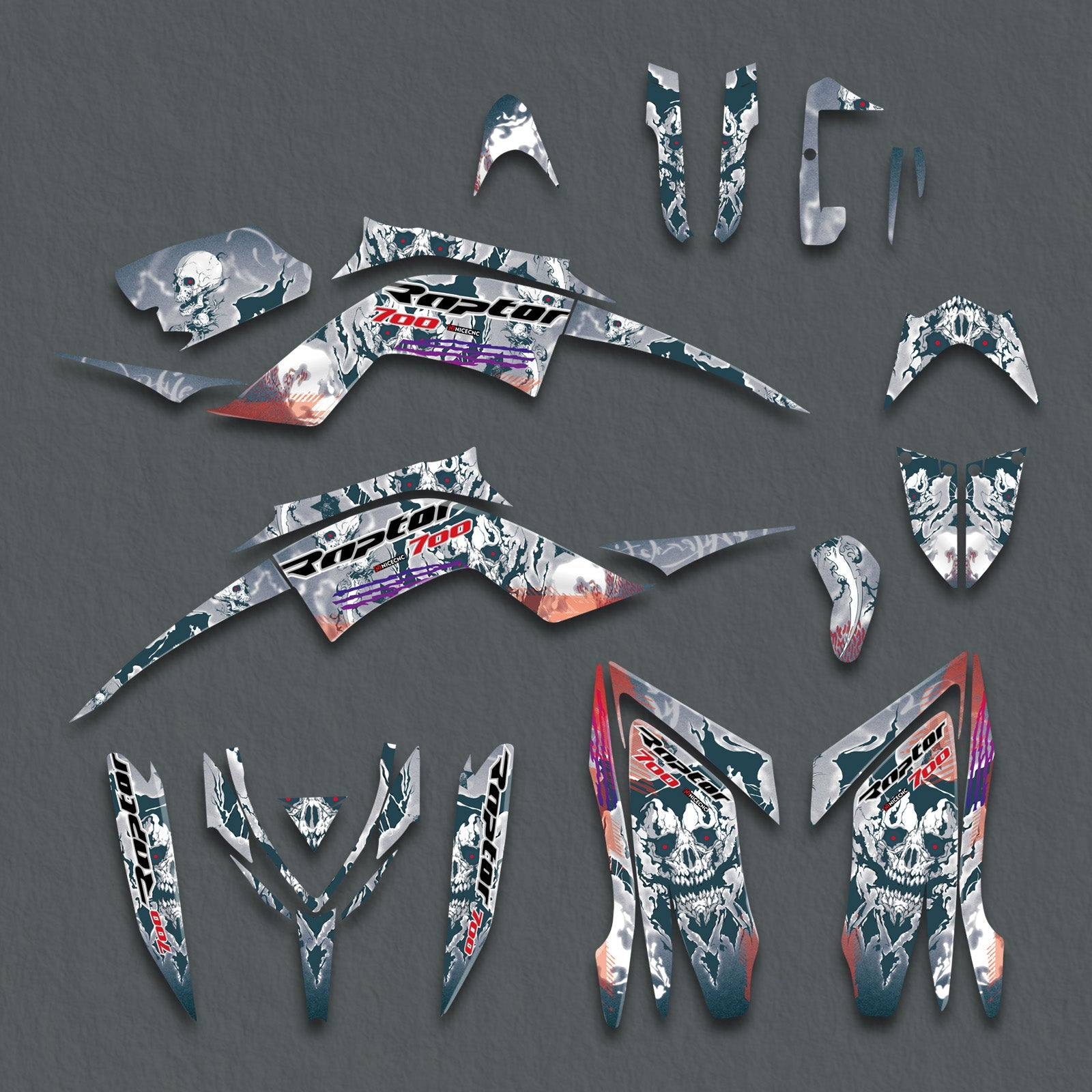 ATV Decals Full Graphics Background Stickers Kit For YAMAHA RAPTOR 700 2013-2023