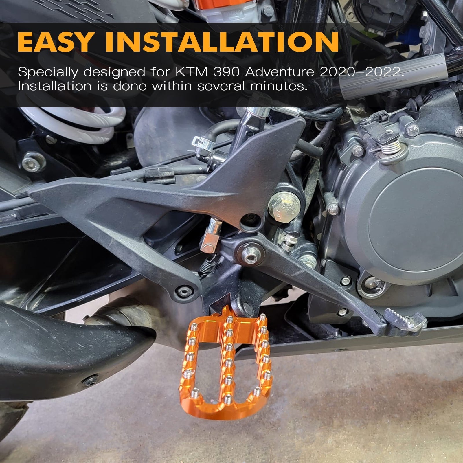 Forged 0° Horizontal Flat Wide Enlarged Foot Pegs For KTM 390 Adventure 2020-2024