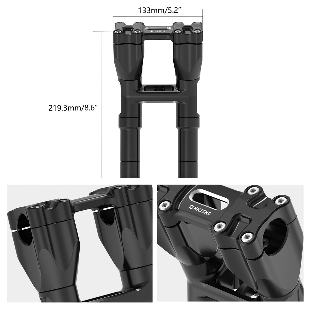 Kickback 1-1/8" Handlebar Riser Kit For Harley Road King Tri Electra Glide Freewheeler