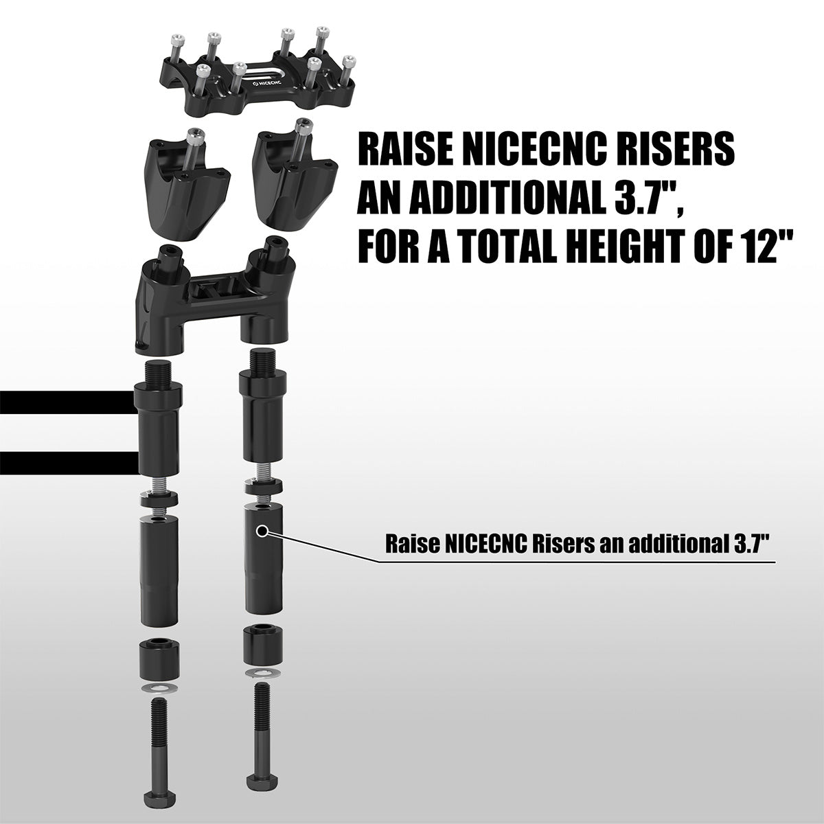 Kickback 1-1/8" Handlebar Riser Kit For Harley Road King Tri Electra Glide Freewheeler