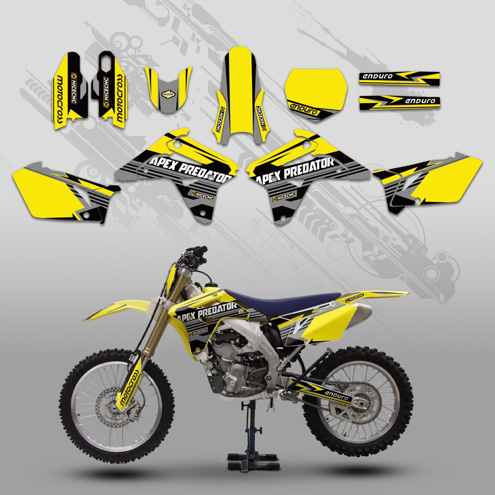 Motorcycle Full Graphics Decals Stickers Set For SUZUKI RMZ450 2007