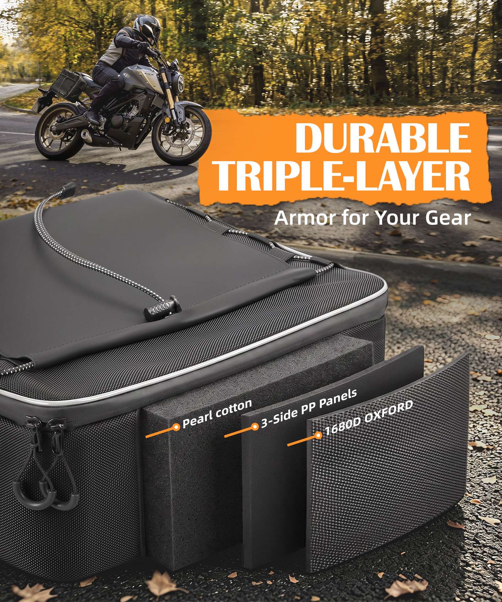 30L Convertible Motorcycle Saddlebags with Tool-Free Strap Mount