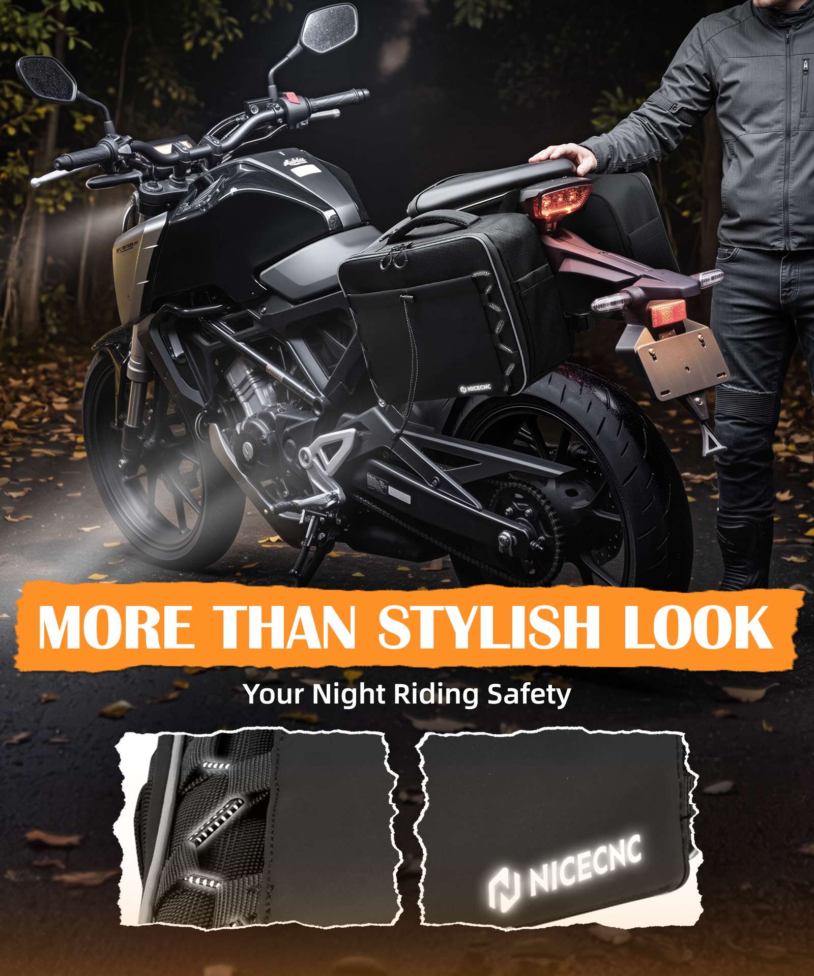 30L Convertible Motorcycle Saddlebags with Tool-Free Strap Mount