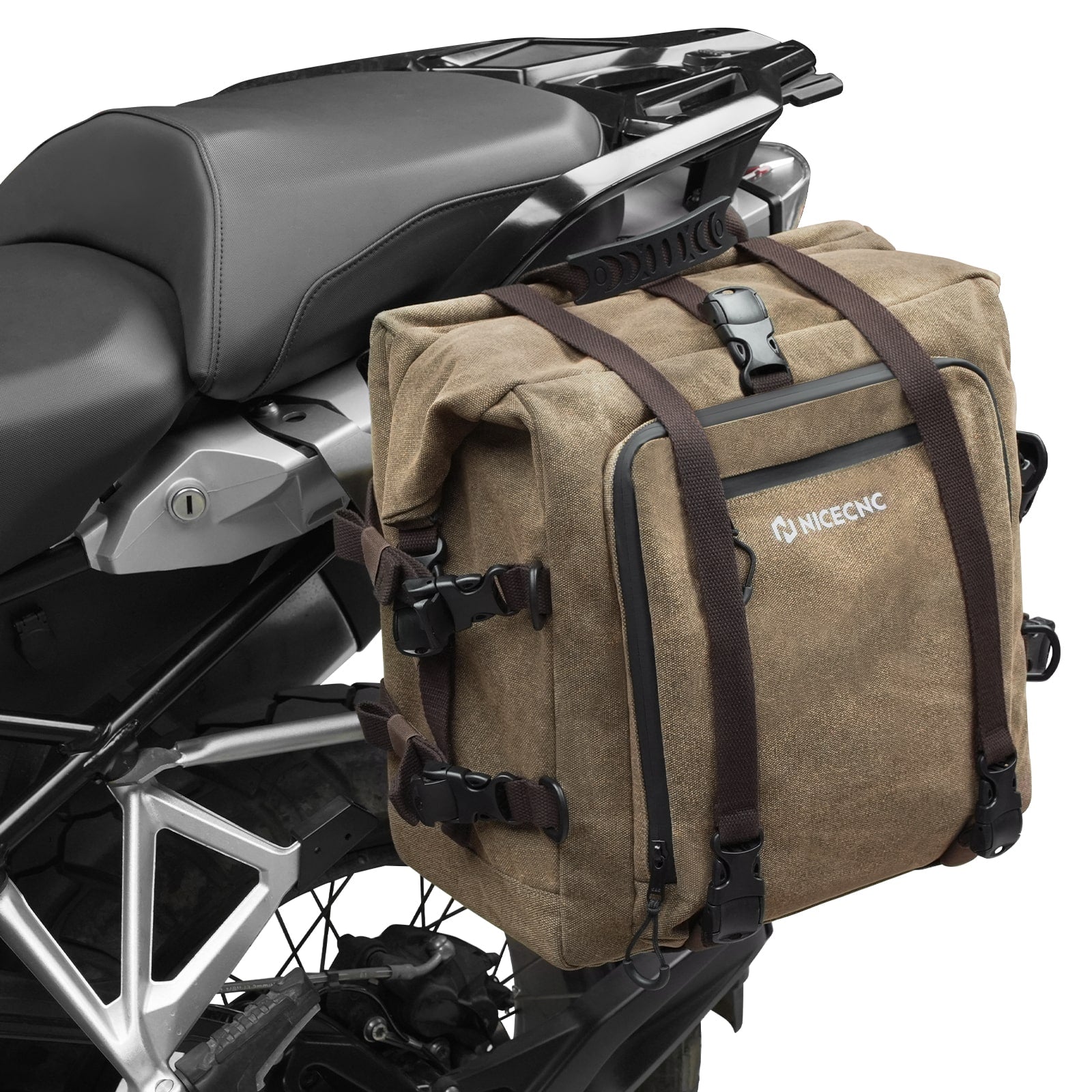 Cotton Canvas 30L Motorcycle Rear Luggage Pannier Rack Saddle Bag Waterproof