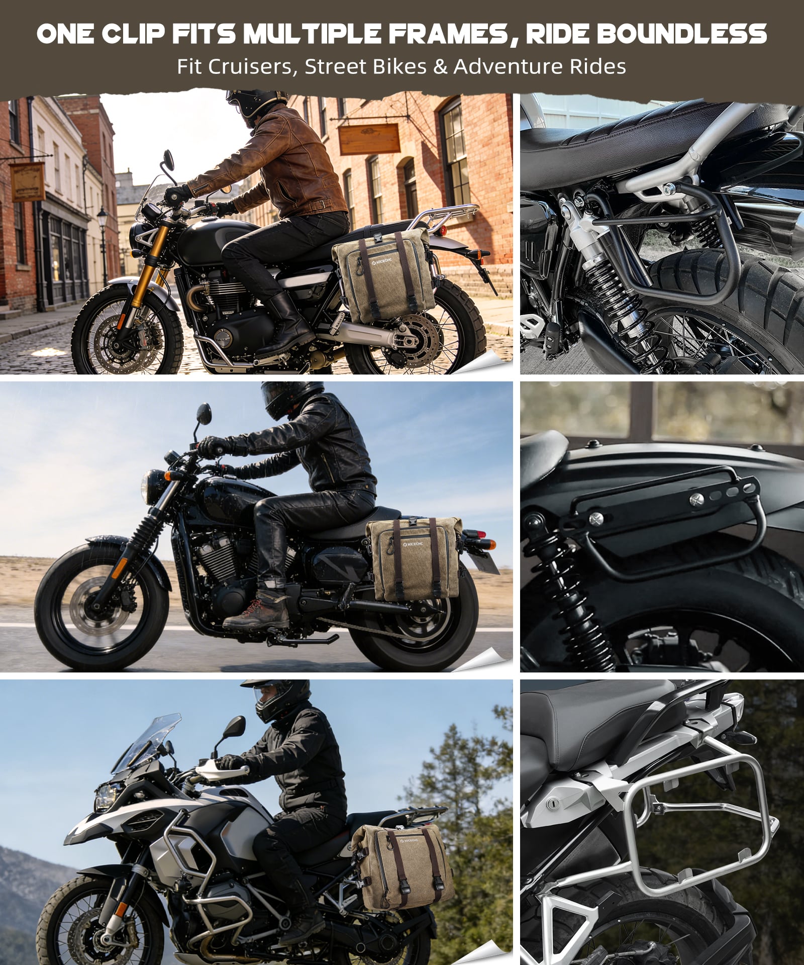 Cotton Canvas 30L Motorcycle Rear Luggage Pannier Rack Saddle Bag Waterproof