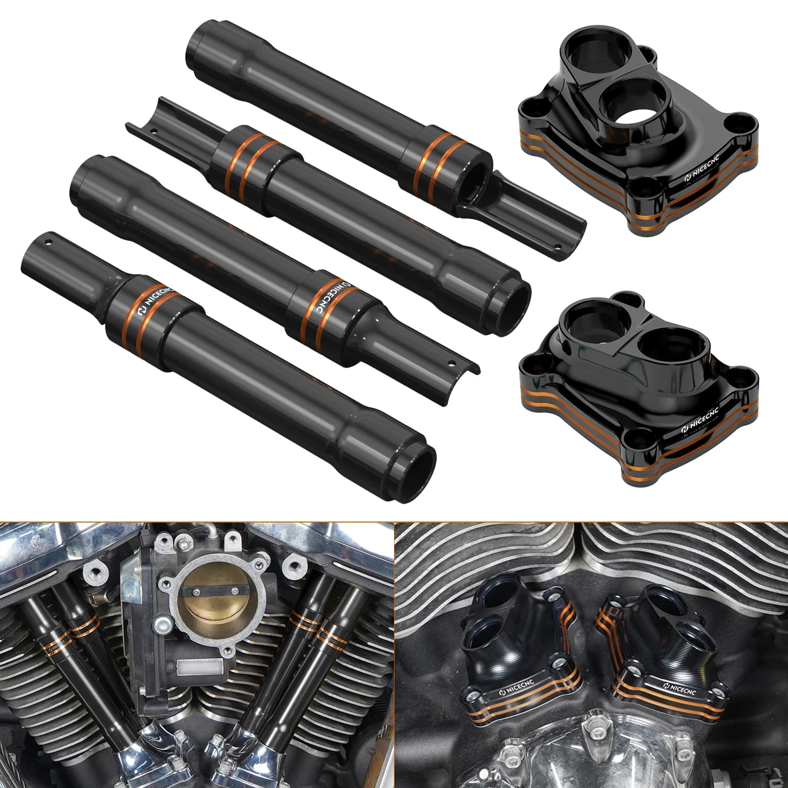 Tappet Housings Pushrod Tube Covers For Harley Road King Electra Street Glide