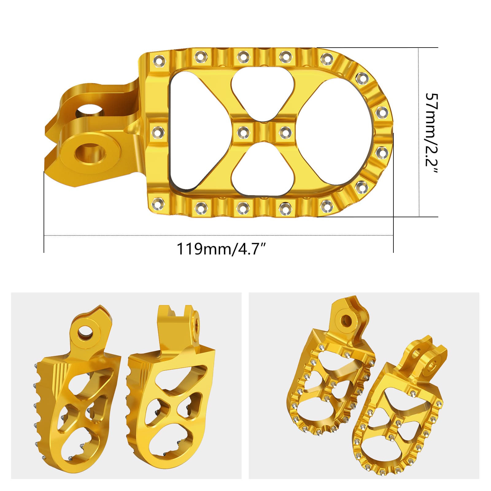 Pair Wide Billet Footpegs For Suzuki RMZ250 2010-2024 RMZ450 2008-2024