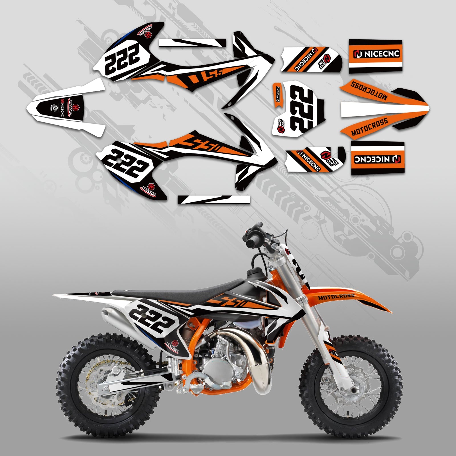 Motorcycle Full Graphics Decals Stickers Kit For KTM SX50 2016-2022