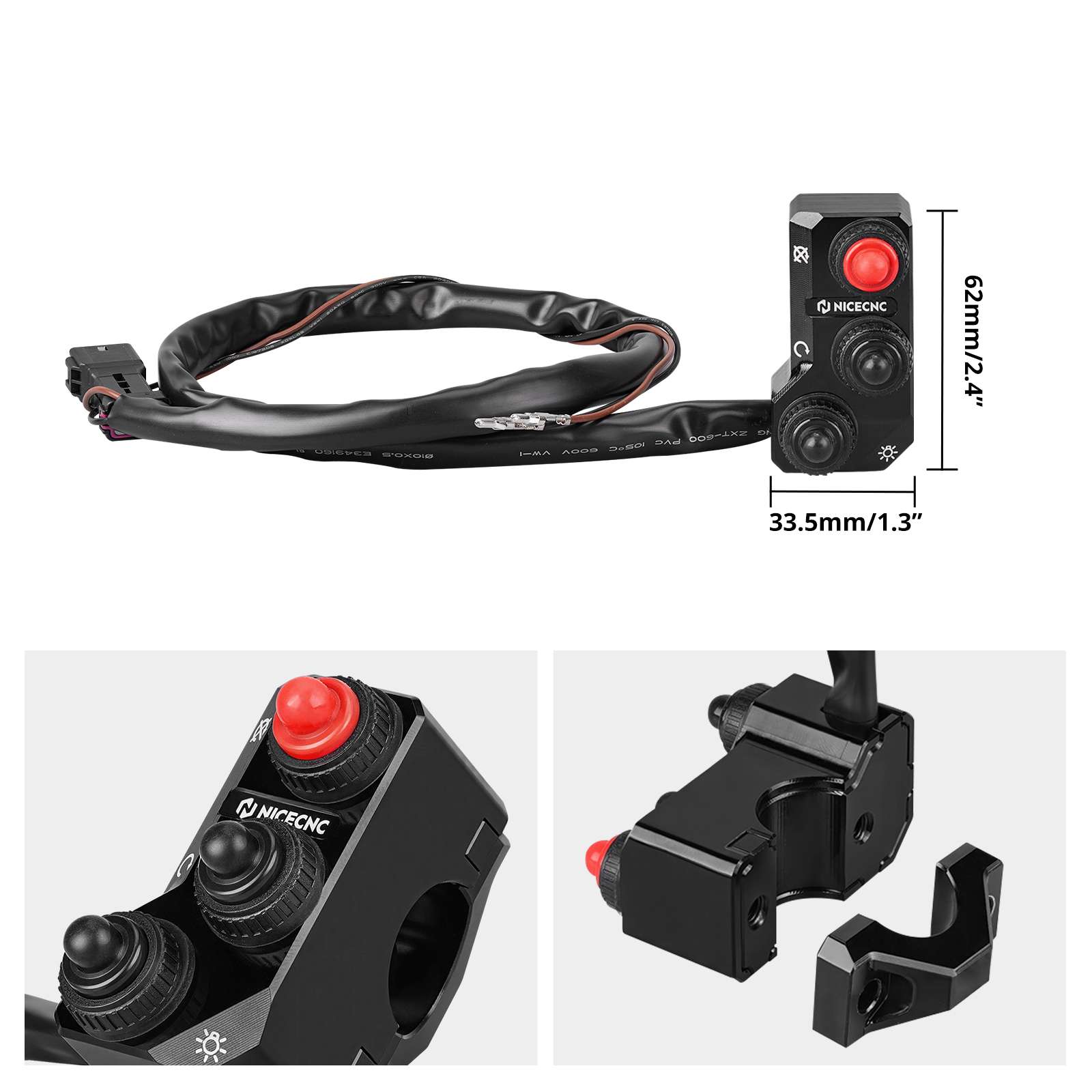 Engine Start Stop Switch + Headlight Switch Kit for KTM Husqvarna GasGas 2023-2027