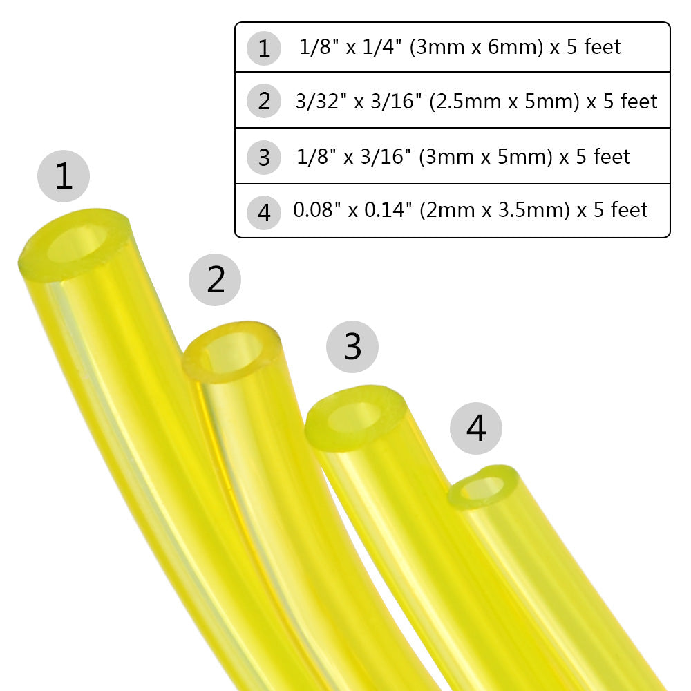 4x Polyurethane Petrol Fuel Gas Line Pipe Hose Tube For Trimmer/Chainsaw/Blower